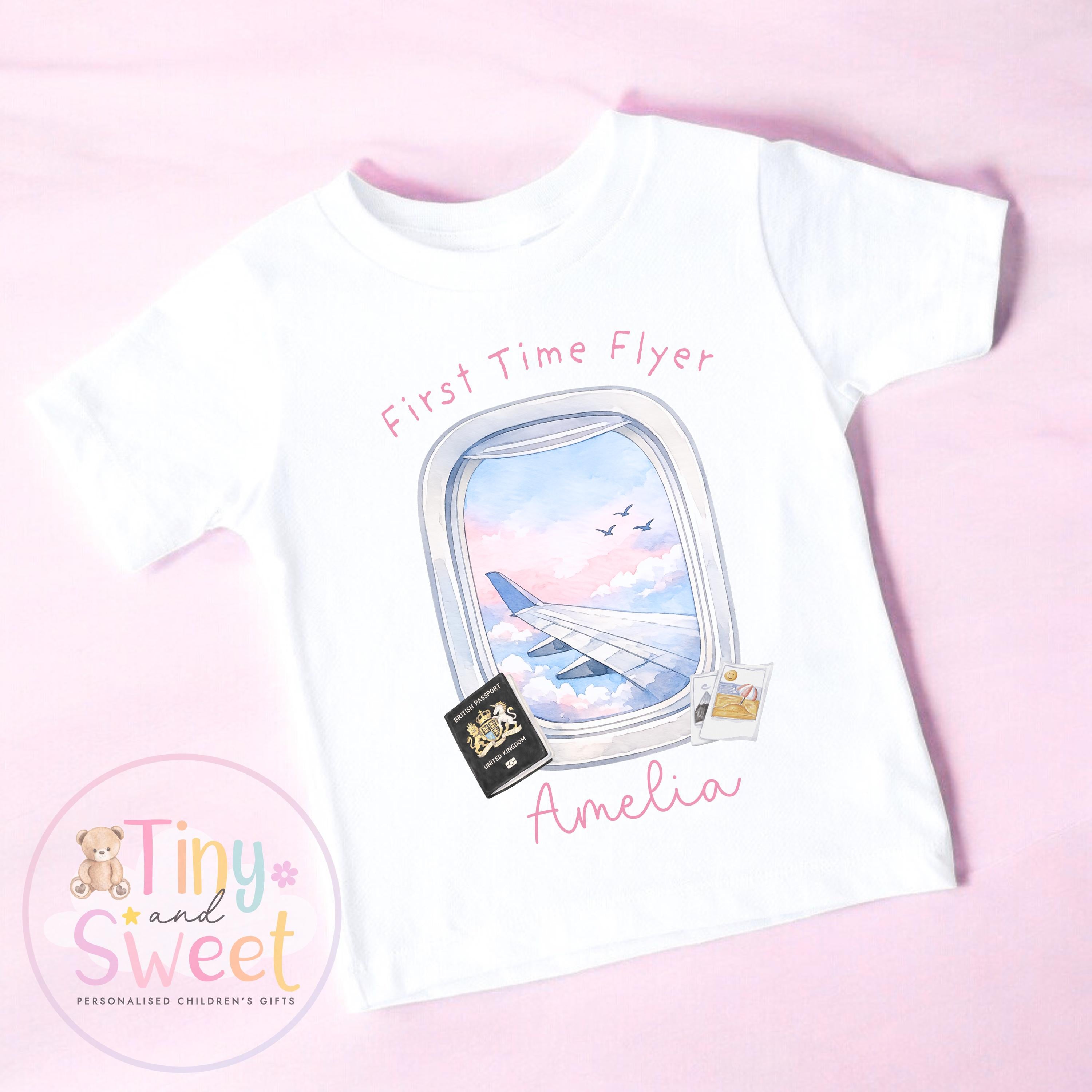 Personalised My First Flight T Shirt, First Time Flyer Sleepsuit, 1st Holiday Babygrow, Babies First Holiday, First Time Flyer