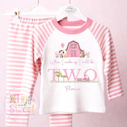 Pink Farm Birthday Set, When I Wake Up I’ll Be..., Farm Themed Birthday, Personalised Outfit for Girls