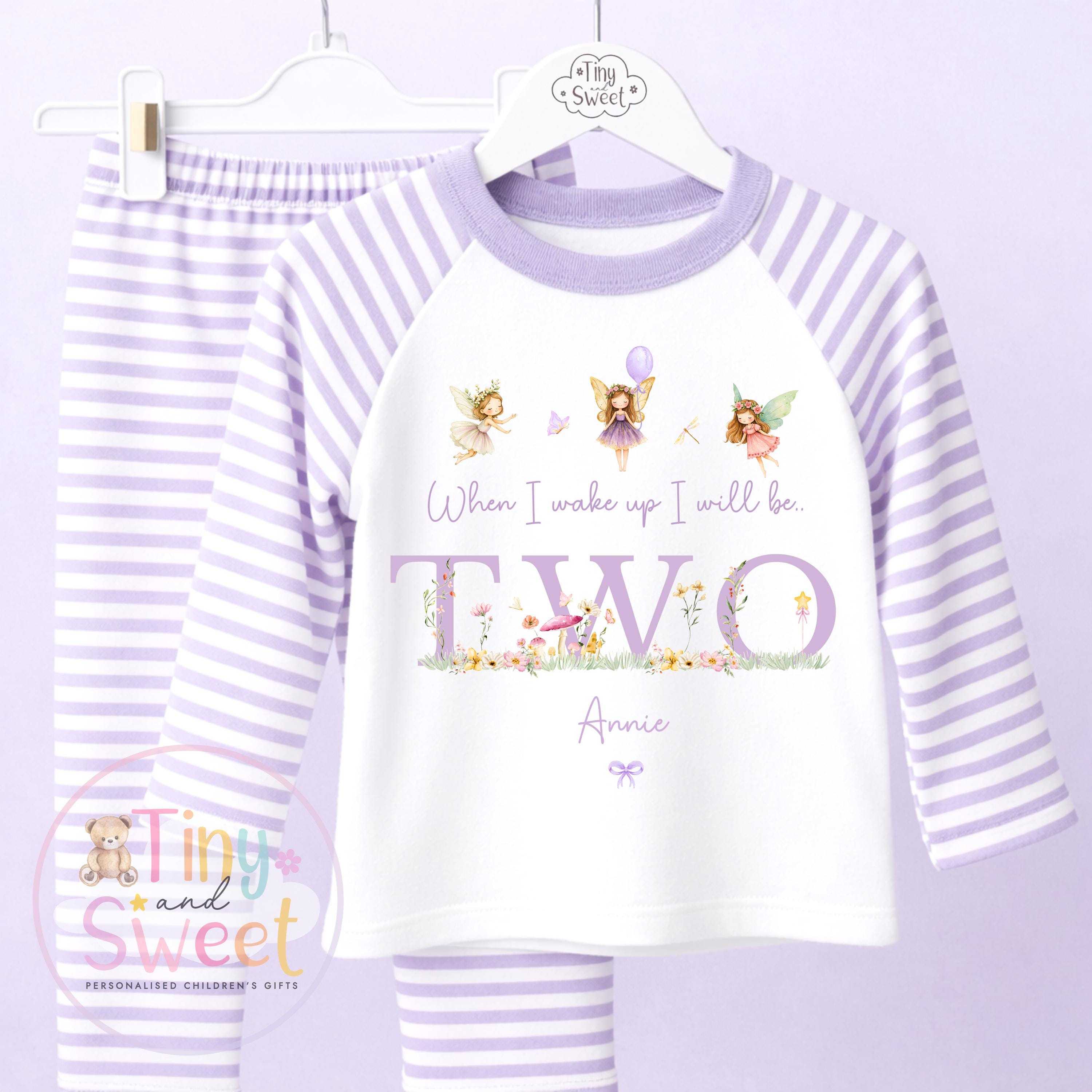 Personalised Birthday Pyjama Short and T-Shirt Set - Lilac Fairies