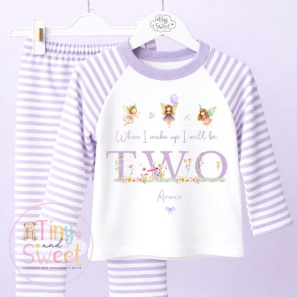 Personalised Birthday Pyjama Short and T-Shirt Set - Lilac Fairies