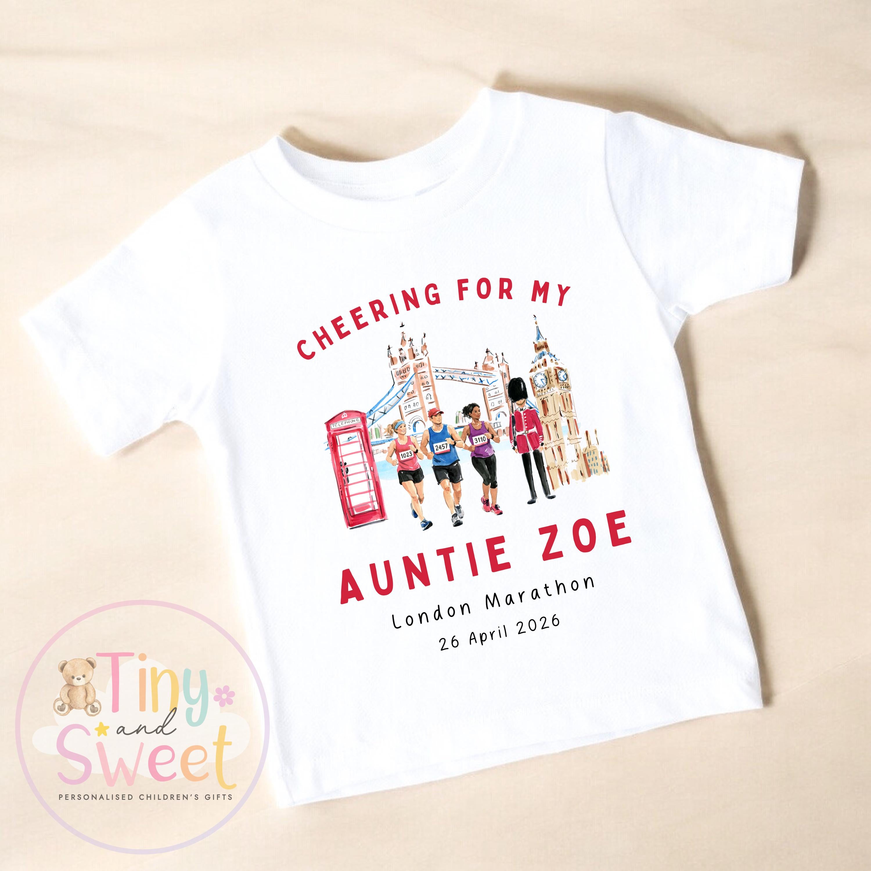 London Marathon Sweatshirt or T Shirt, Cheering for Daddy, Mummy, Marathon Supporter T Shirt, Cheering for Auntie