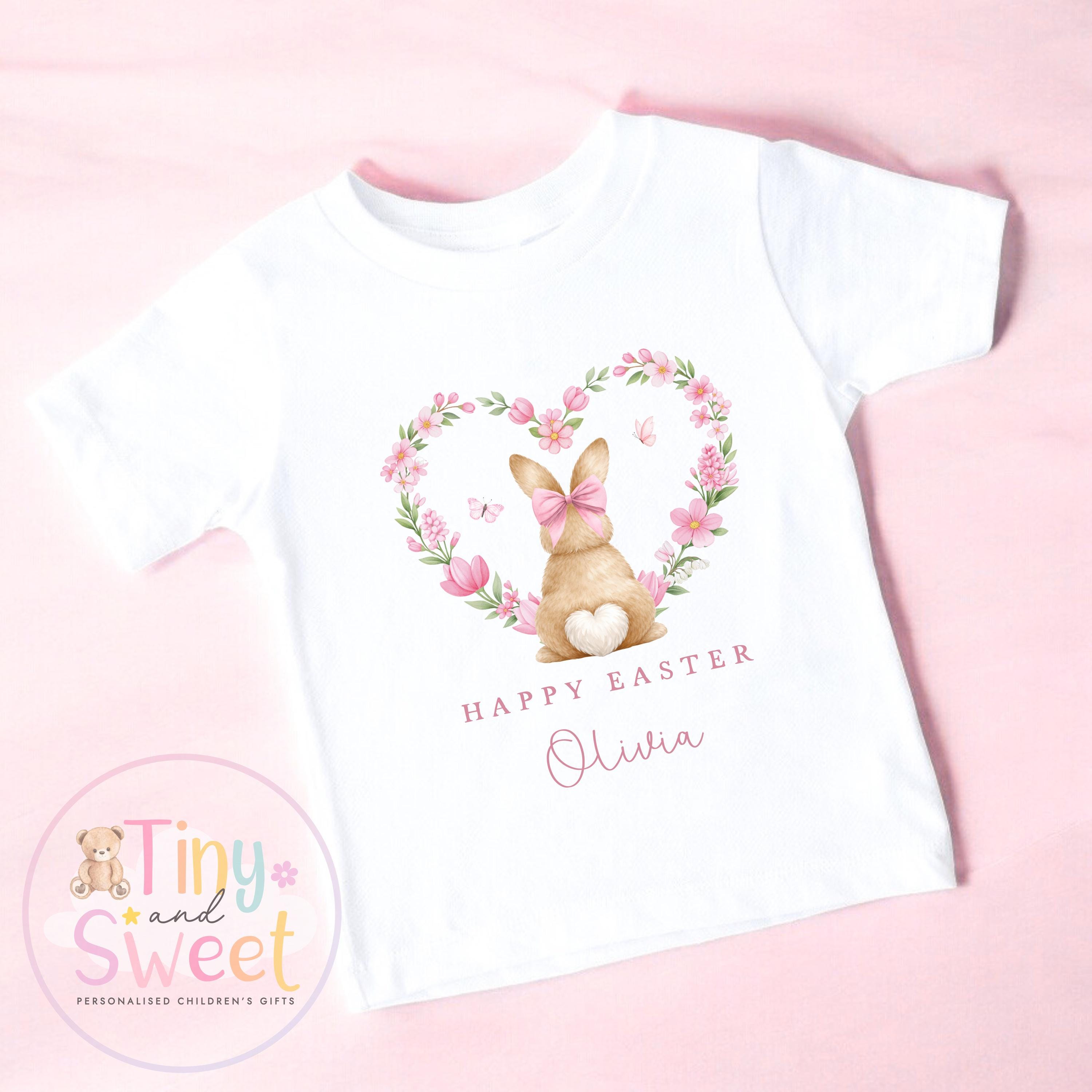 Personalised Easter Sweatshirt or T Shirt, Kids Bunny Tee, Easter Bunny T Shirt, Girls Easter Outfit, Easter Gift for Kids