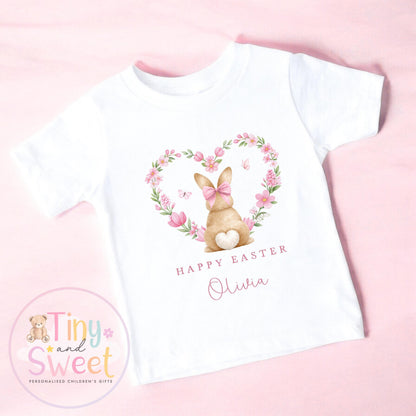 Personalised Easter Sweatshirt or T Shirt, Kids Bunny Tee, Easter Bunny T Shirt, Girls Easter Outfit, Easter Gift for Kids