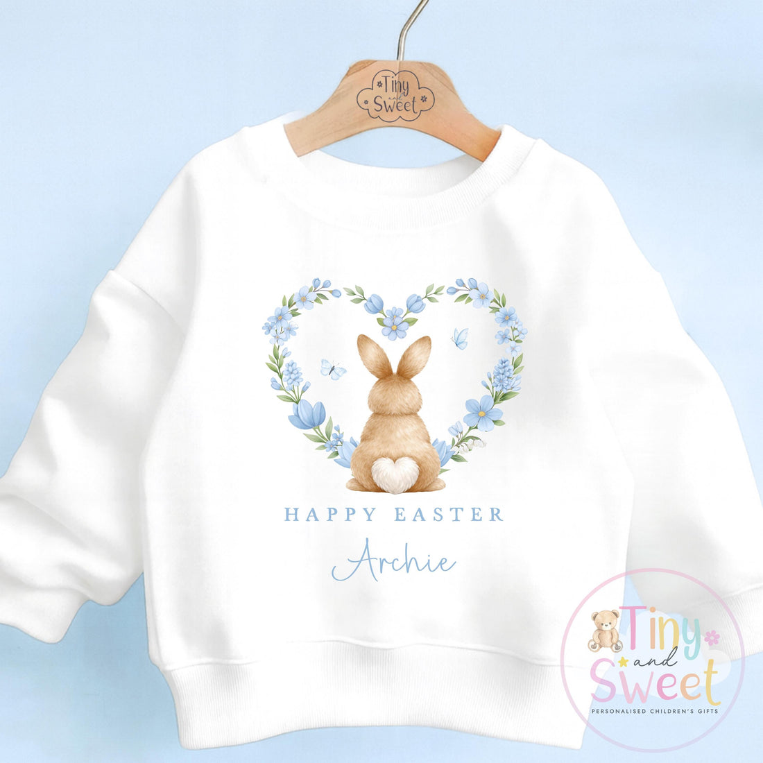 Personalised Easter T Shirt or Sweatshirt, Kids Bunny Tee, Easter Bunny T Shirt, Girls Easter Outfit, Easter Gift for Kids