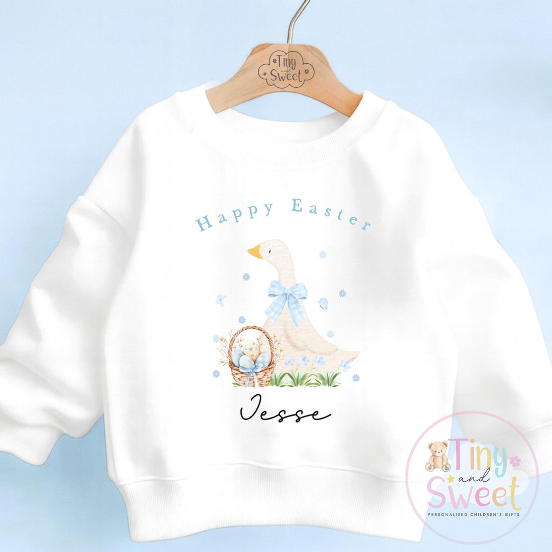 Personalised Easter T Shirt or Sweatshirt, Kids Duck Tee, Easter Duck T Shirt, Boys Easter Outfit, Easter Gift for Kids