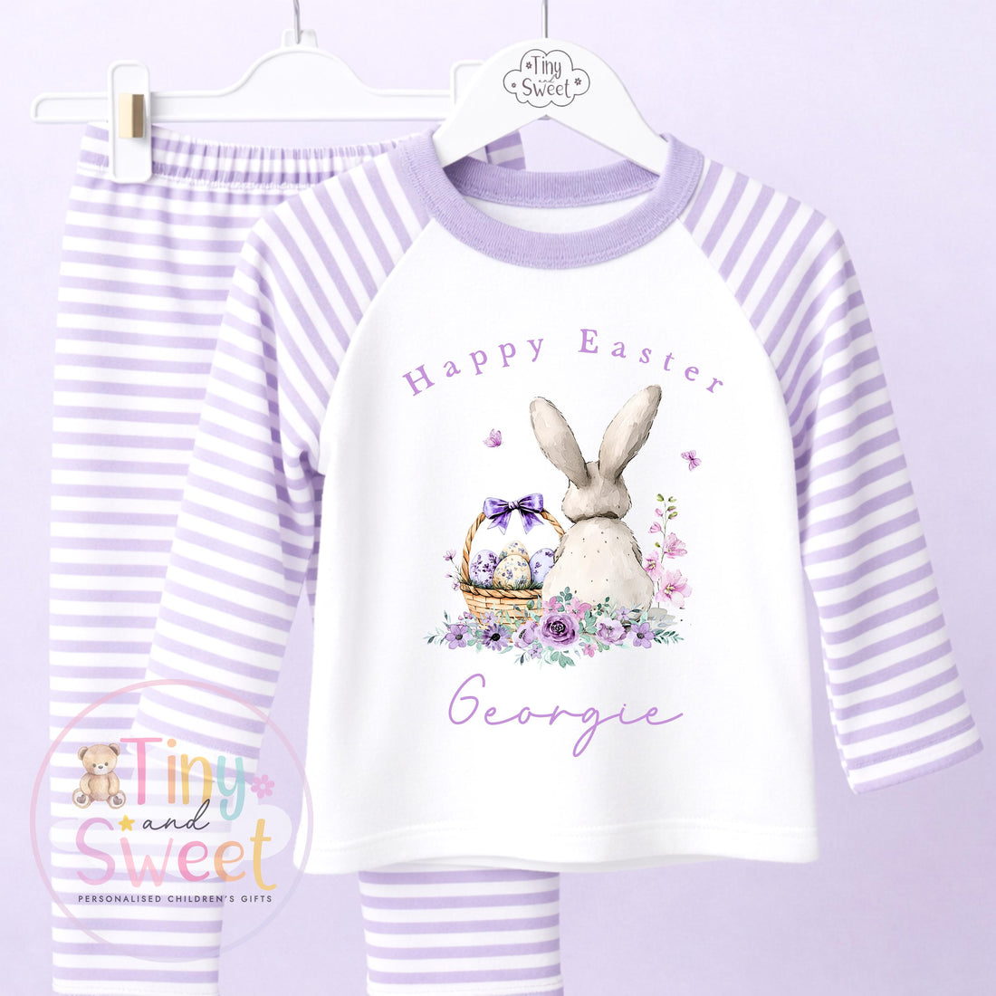 Personalised Kids Easter Pyjamas , Toddler Easter, Pjs, Easter Bunny, Easter Gift for Grandson, Easter Basket Pyjamas