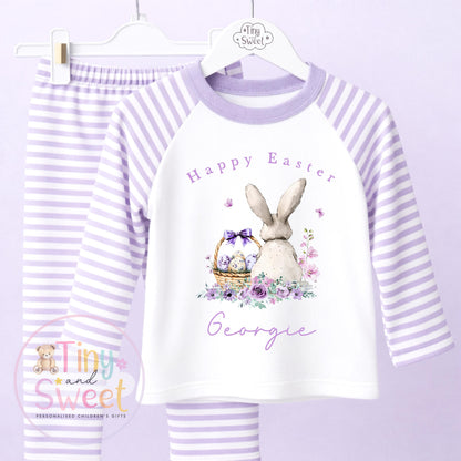 Personalised Kids Easter Pyjamas , Toddler Easter, Pjs, Easter Bunny, Easter Gift for Grandson, Easter Basket Pyjamas