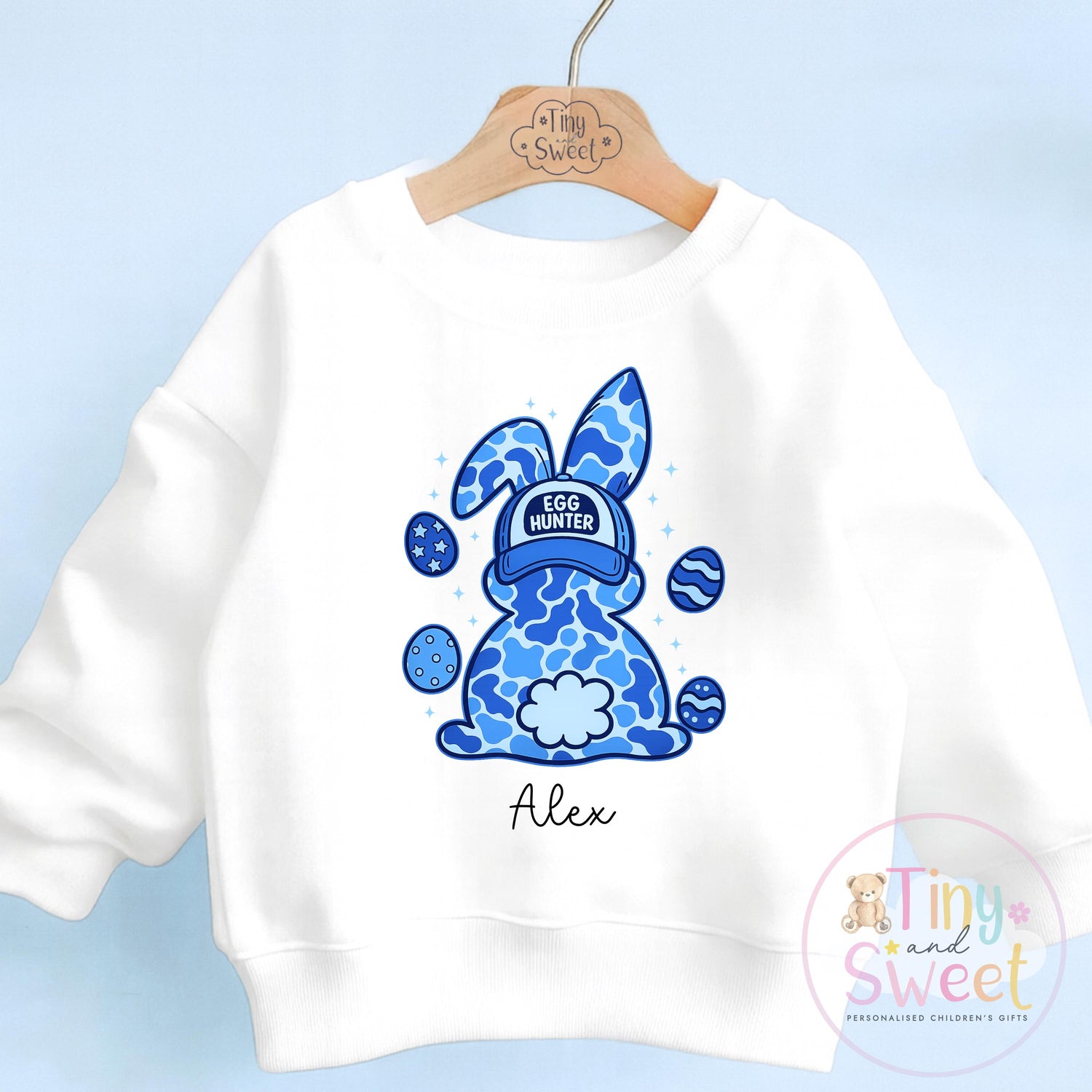 Personalised Easter T Shirt or Sweatshirt, Kids Egg Hunter Tee, Easter Egg Hunt T Shirt, Boys Easter Outfit, Easter Gift for Kids