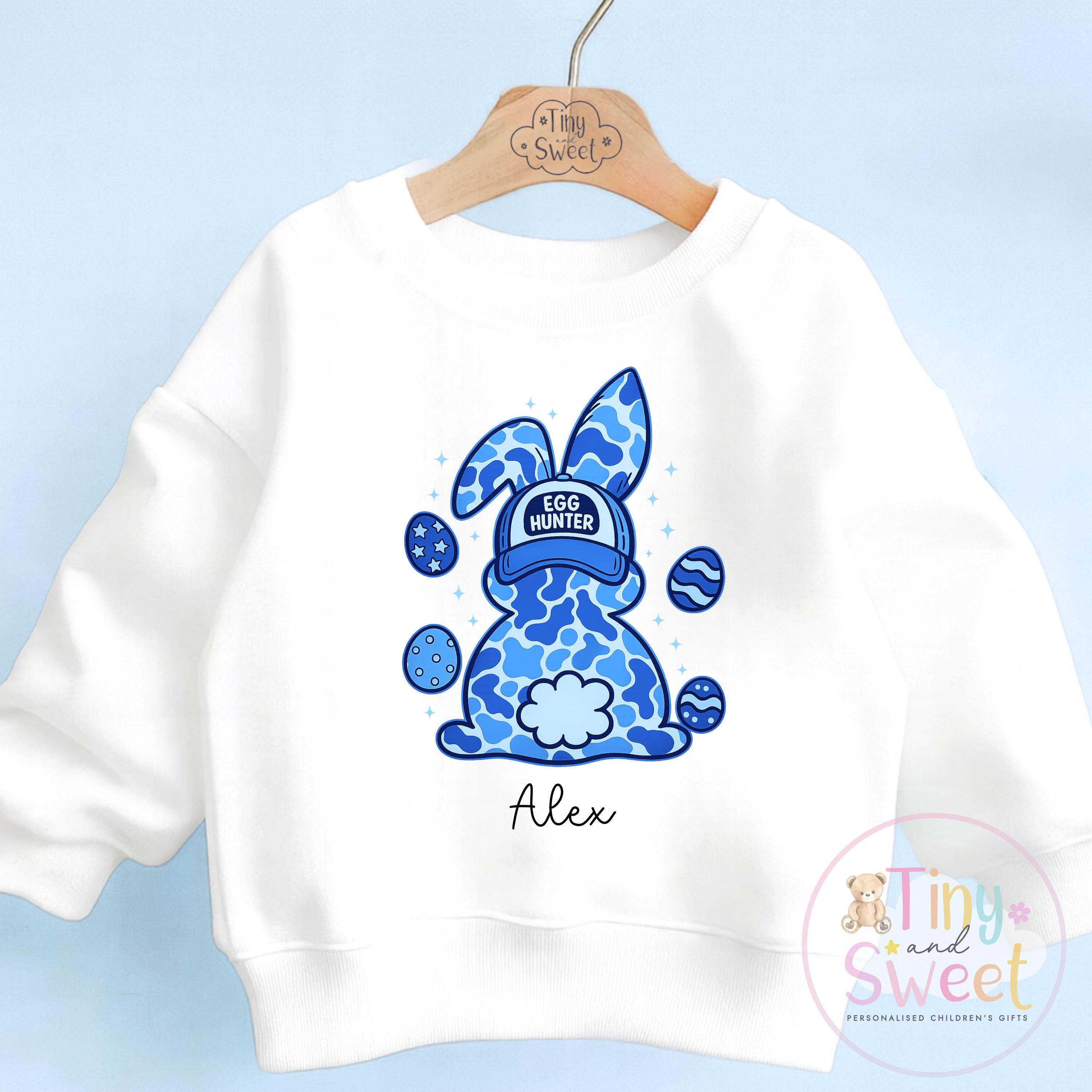 Personalised Easter T Shirt or Sweatshirt, Kids Egg Hunter Tee, Easter Egg Hunt T Shirt, Boys Easter Outfit, Easter Gift for Kids