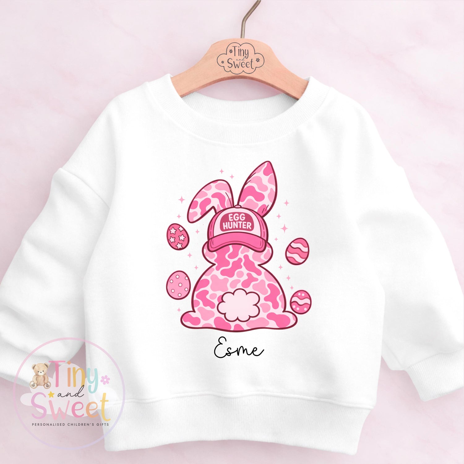 Personalised Easter Sweatshirt or T Shirt, Kids Egg Hunter Tee, Easter Egg Hunt T Shirt, Girls Easter Outfit, Easter Gift for Kids