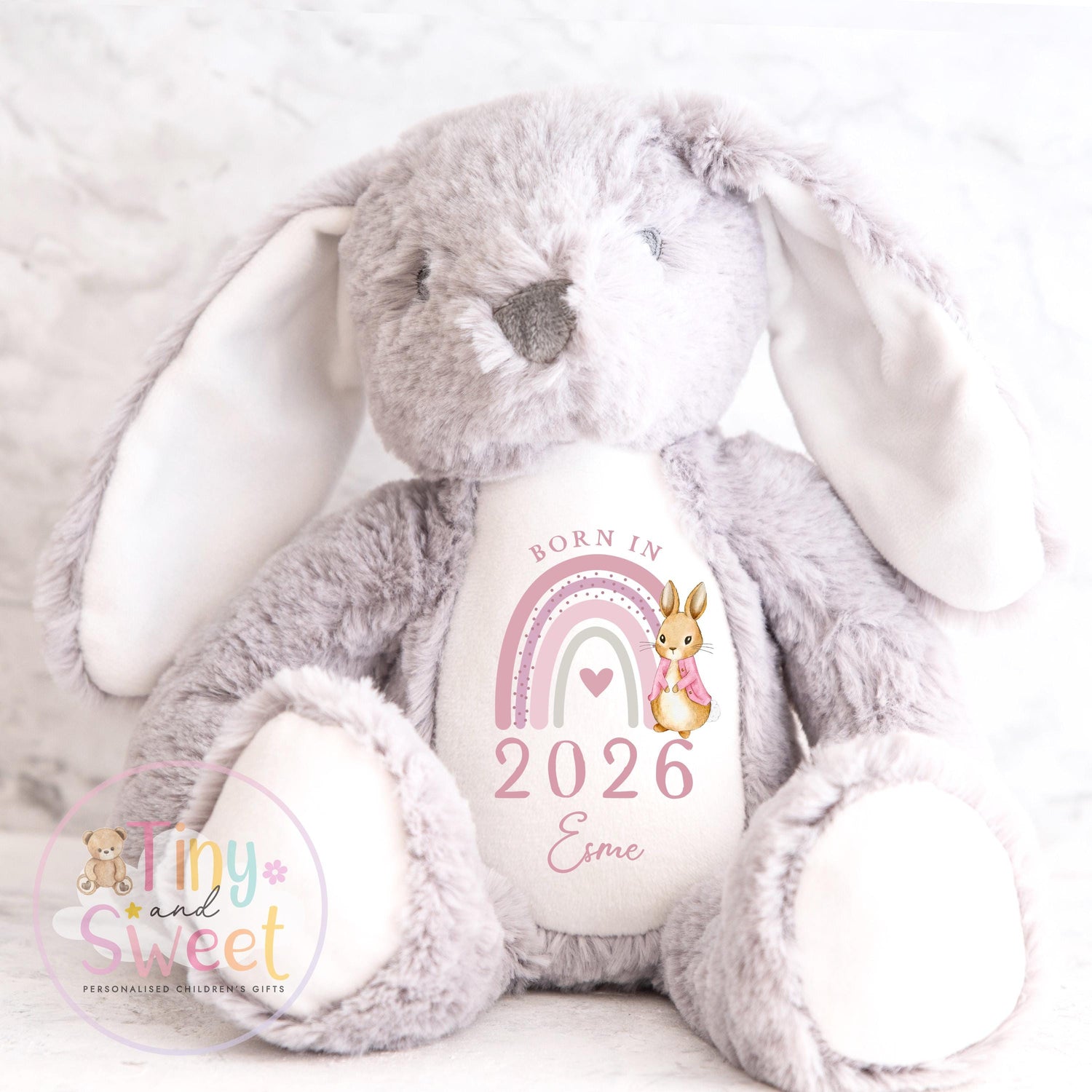 Personalised New Baby soft Toy, New Birth Gift, New baby gift, Newborn Gift, Baby Keepsake, Baby shower gift, Birth stats, Teddy, Bunny