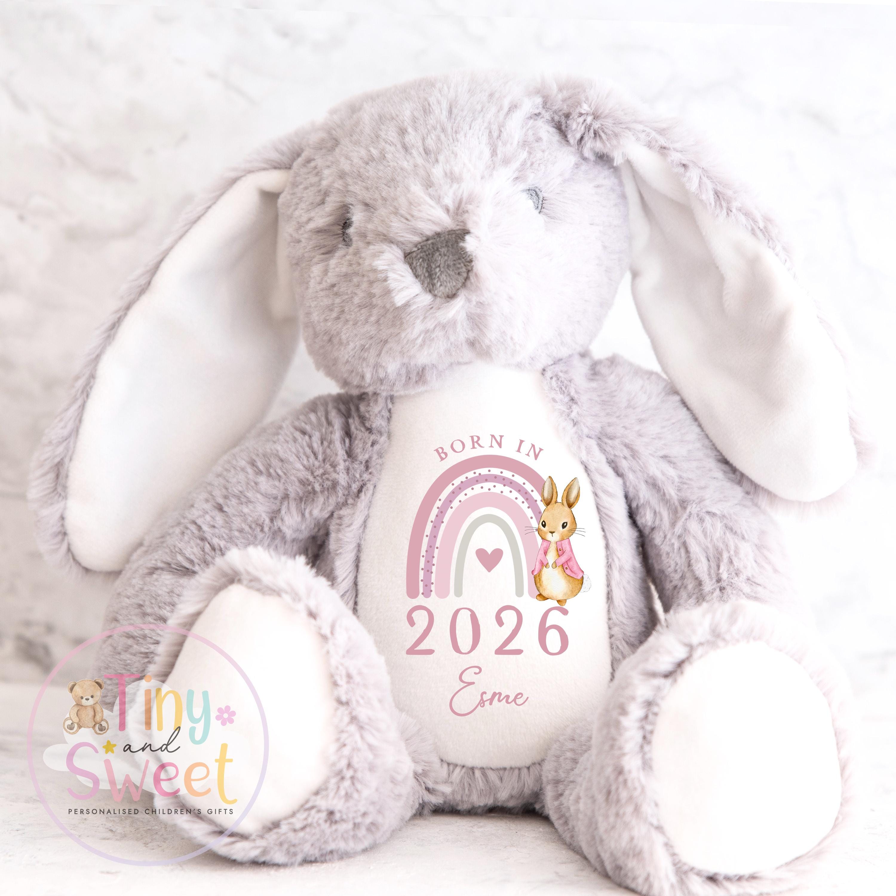 Personalised New Baby soft Toy, New Birth Gift, New baby gift, Newborn Gift, Baby Keepsake, Baby shower gift, Birth stats, Teddy, Bunny