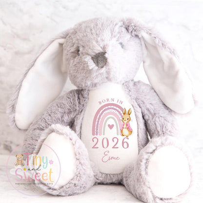 Personalised New Baby soft Toy, New Birth Gift, New baby gift, Newborn Gift, Baby Keepsake, Baby shower gift, Birth stats, Teddy, Bunny
