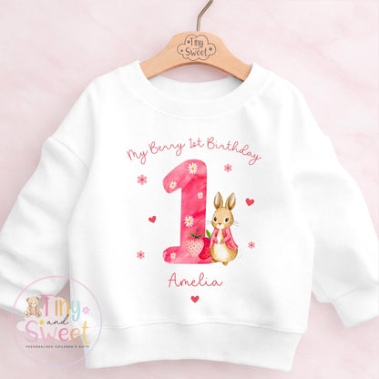 Personalised Strawberry Berry First Birthday T-Shirt Sweatshirt, Custom Strawberry Birthday Tee, 1st, 2nd, 3rd, 4th, Strawberry