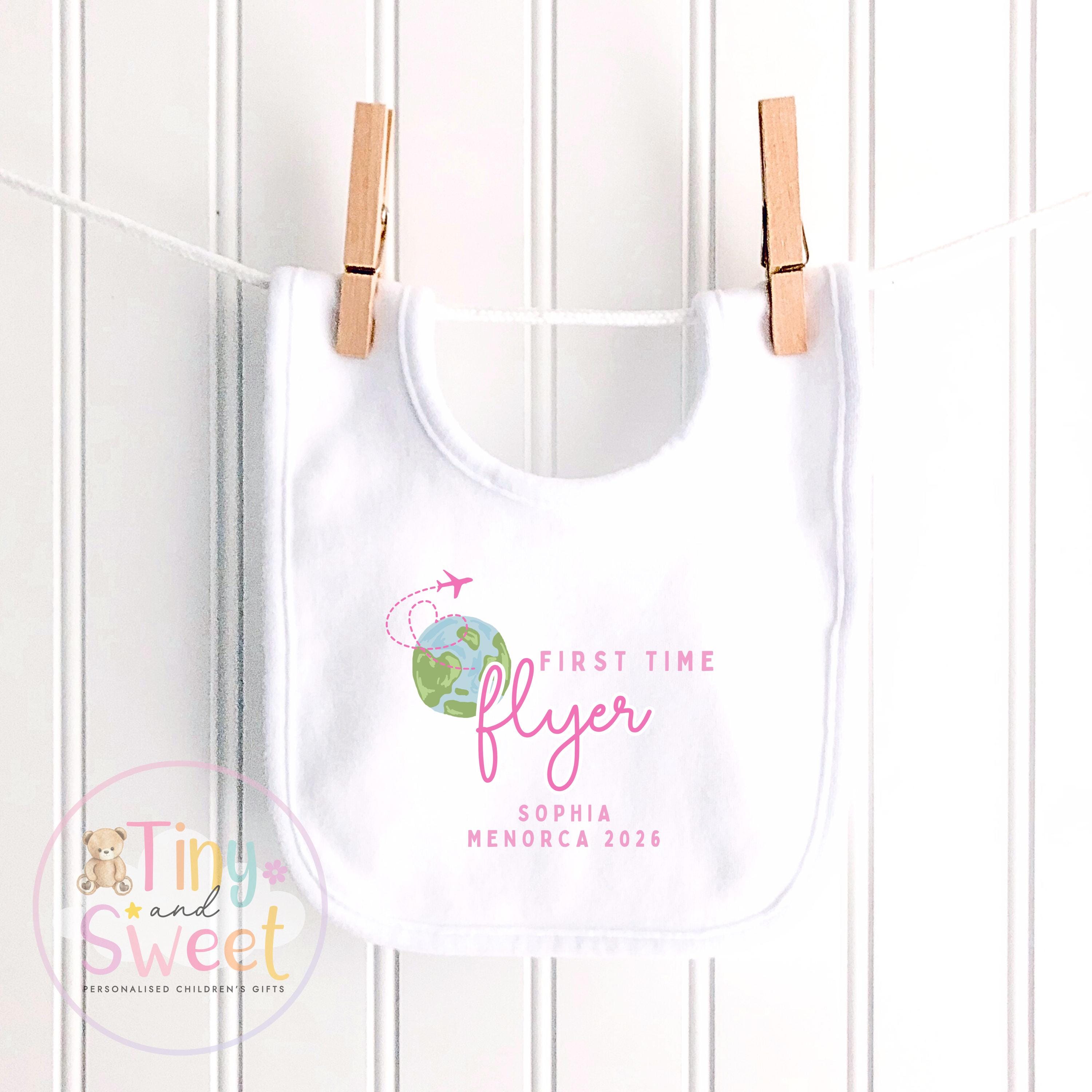 First Time Flyer T-Shirt, Personalised Baby Travel Outfit, Baby’s First Holiday Shirt, Cute Summer Travel Outfit, My First Plane Design