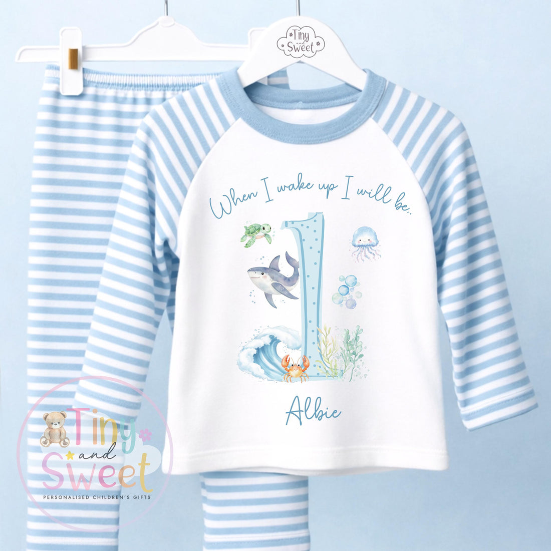 Under the Sea Birthday Pyjamas, When I Wake Up I’ll Be…, Ocean Birthday Pjs, Boys Birthday, Under the Sea Theme