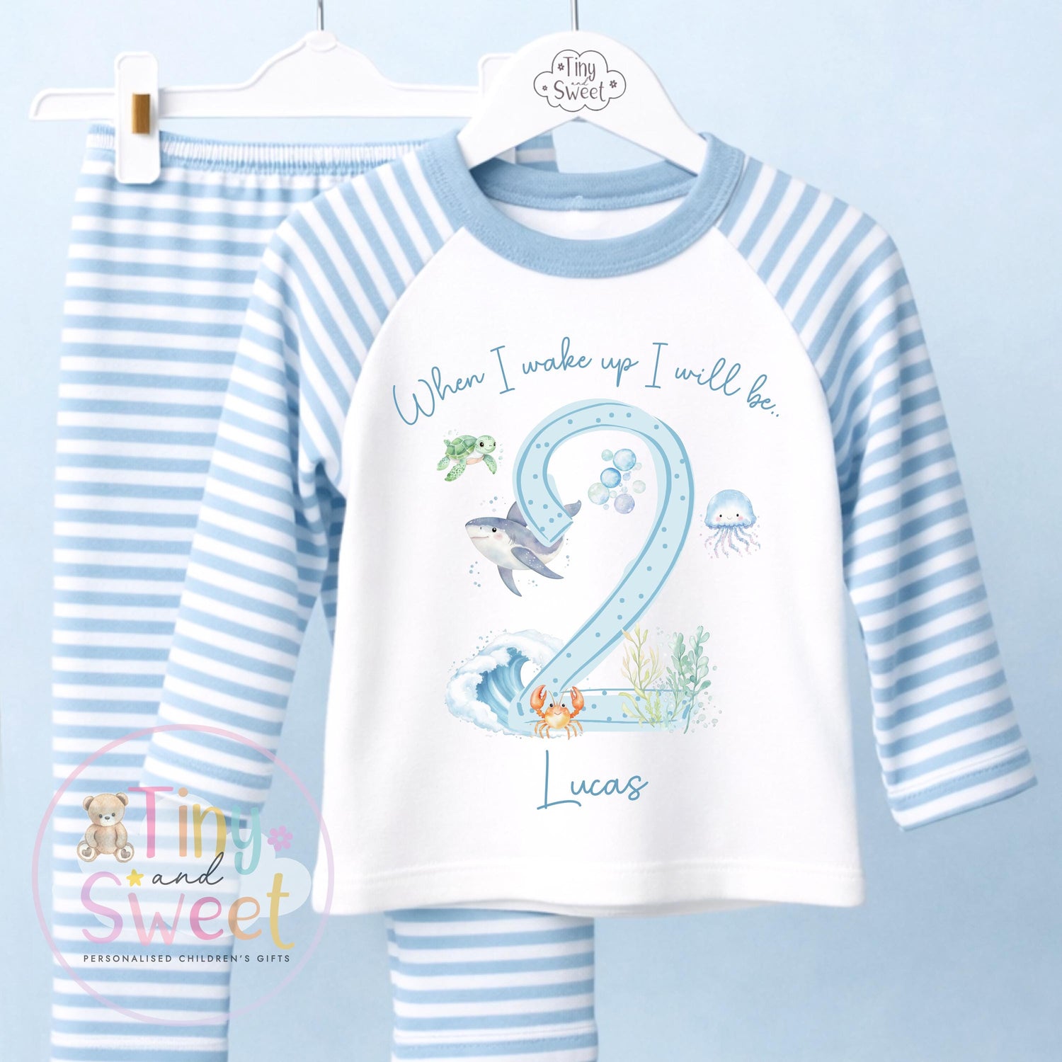 Under the Sea Birthday Pyjamas, When I Wake Up I’ll Be…, Ocean Birthday Pjs, Boys Birthday, Under the Sea Theme