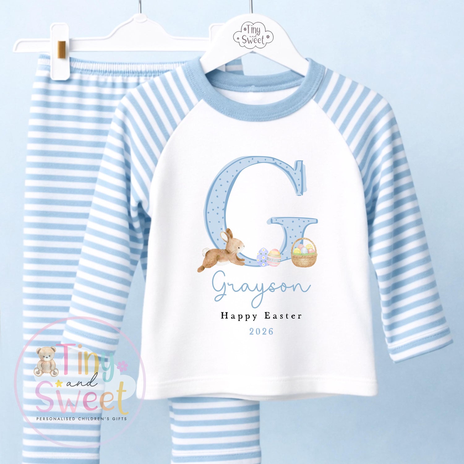 Personalised Easter Pyjamas – Unisex ‘When I Wake Up it will be Easter’ – Toddler Easter, Pjs, Easter Bunny, Kids Easter Pyjamas