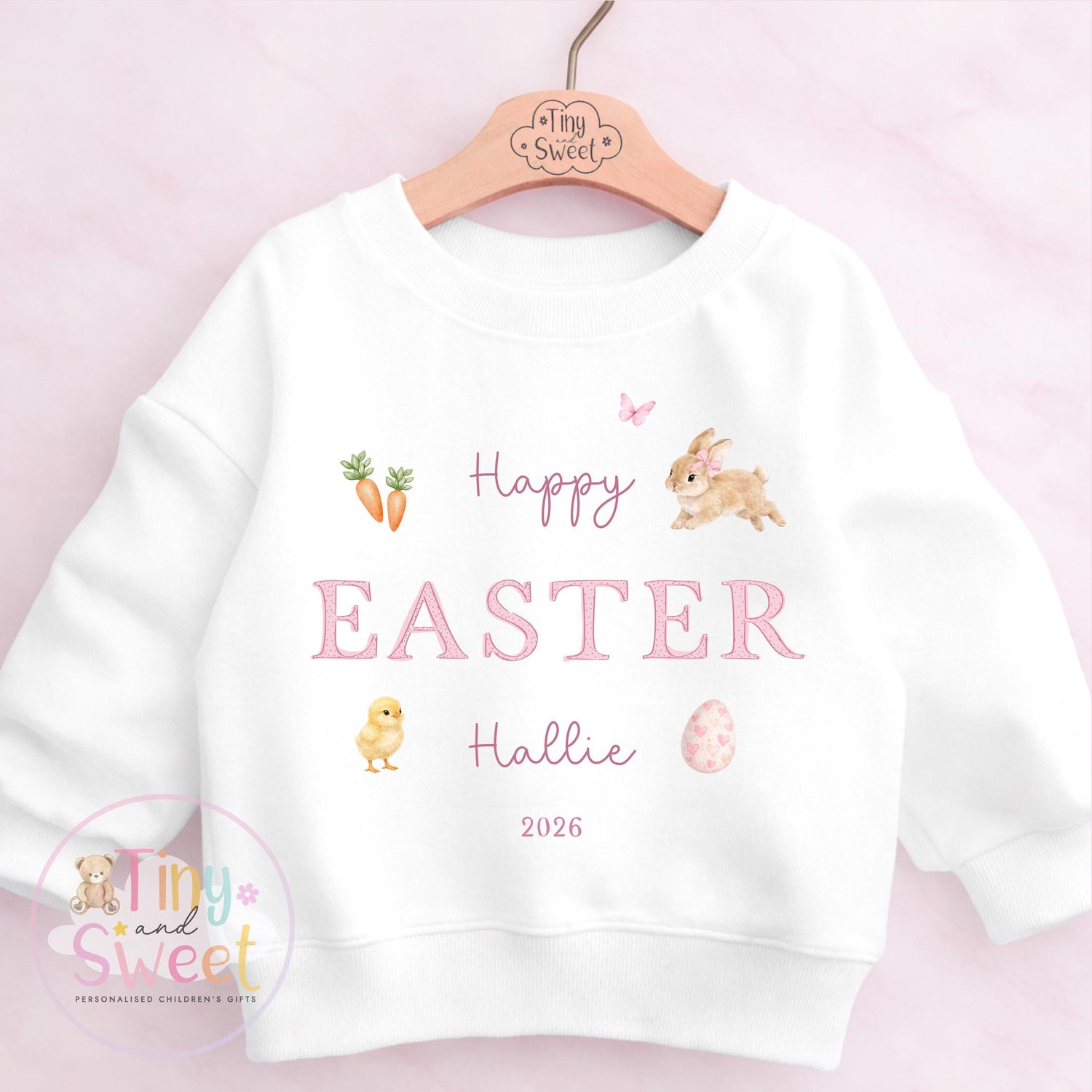 Personalised Easter T Shirt or Sweatshirt, Kids Bunny Tee, Easter Bunny T Shirt, Girls Easter Outfit, Easter Gift for Kids