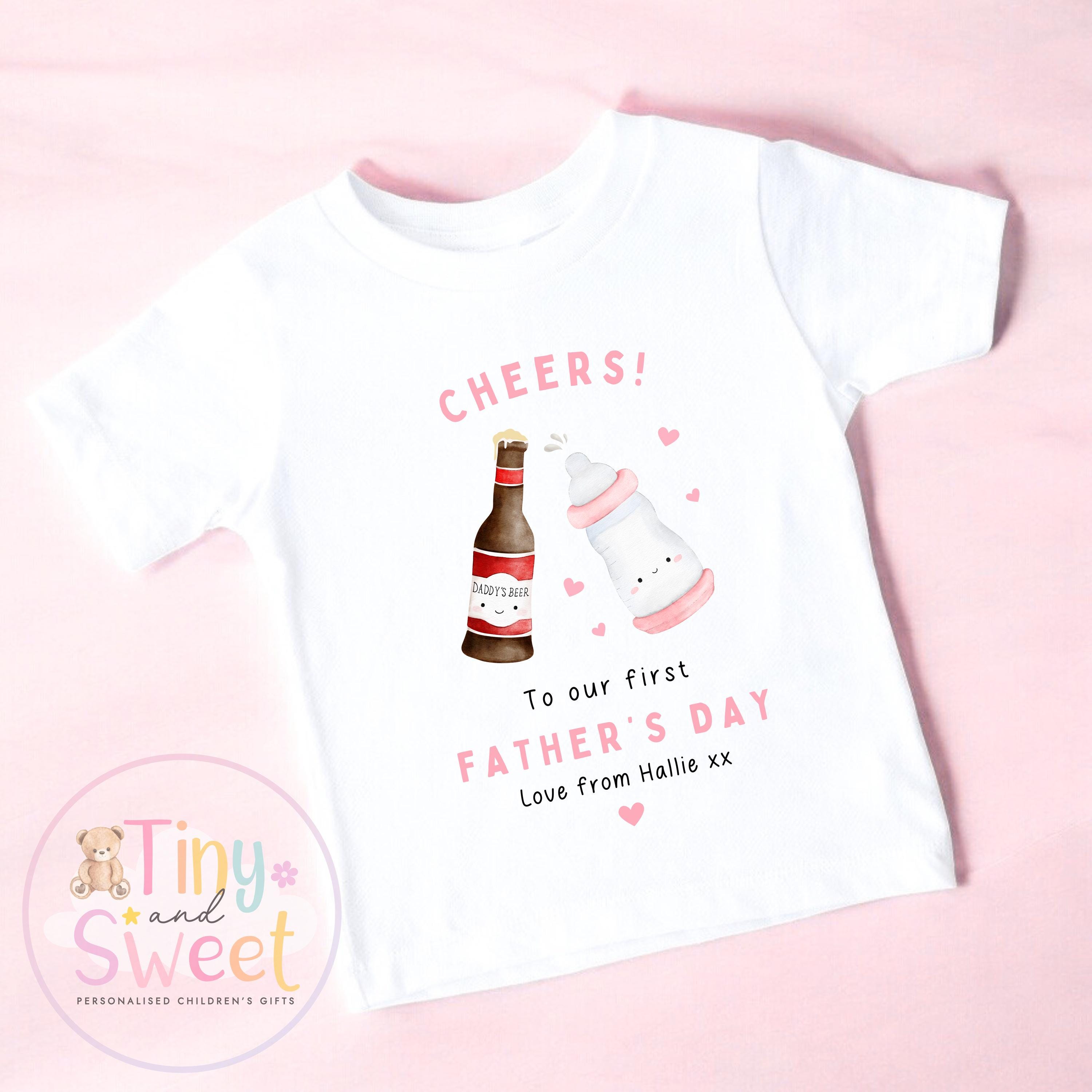 Fathers Day CHEERS To Our First Beige Personalised Sleepsuit