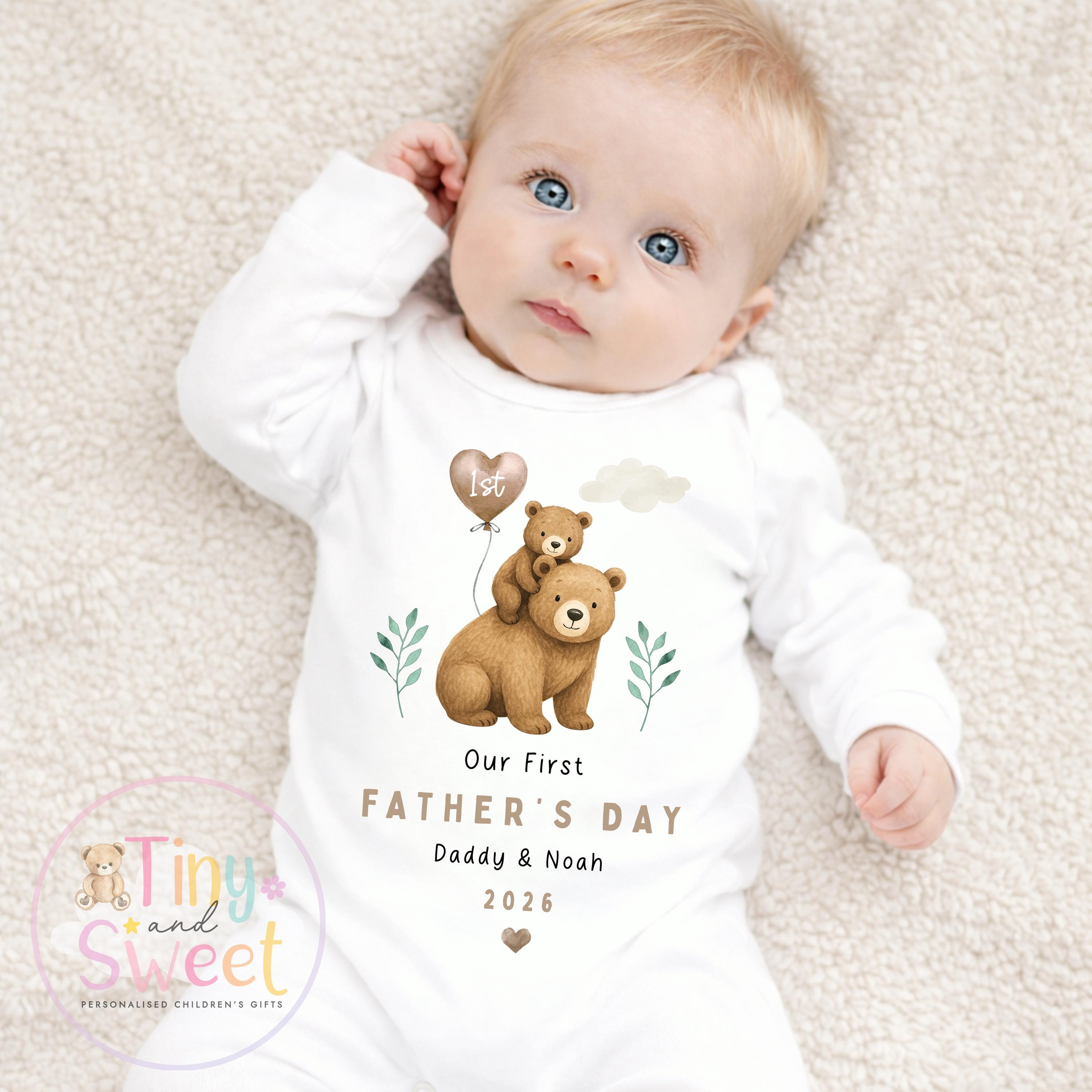 Fathers Day Sleepsuit, Bears 1st Fathers Day As My Daddy, New Dad Gift, Fathers Day, 1st Fathers Day Babygrow, Sleepsuit Babygrow Bodysuit