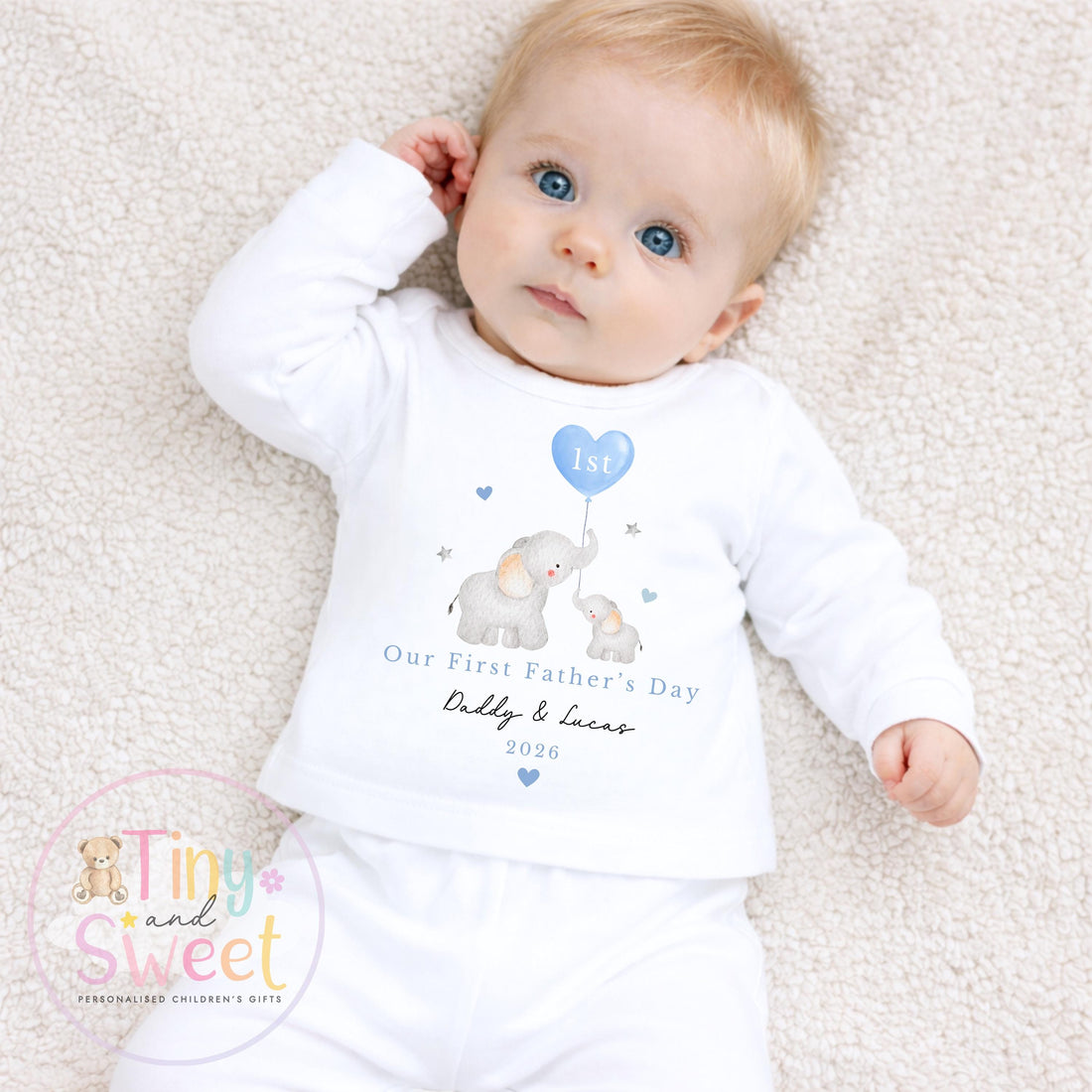 Fathers Day Best Selling Elephants Personalised Sleepsuit