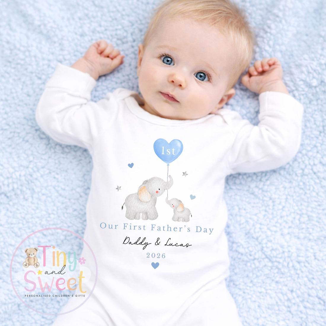 Fathers Day Best Selling Elephants Personalised Sleepsuit