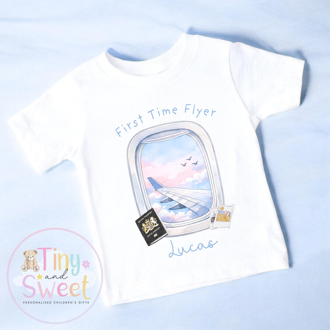Personalised My First Flight T Shirt, First Time Flyer Sleepsuit, 1st Holiday Babygrow, Babies First Holiday, First Time Flyer