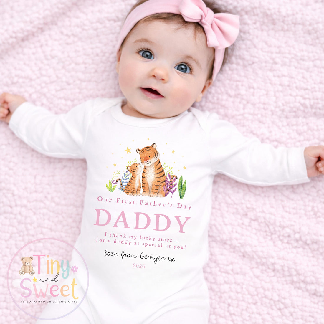Fathers Day Sleepsuit, 1st Fathers Day As My Daddy, New Dad Gift, Tiger Fathers Day, 1st Fathers Day Babygrow, Sleepsuit Babygrow Bodysuit