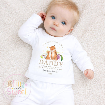 Fathers Day Sleepsuit, 1st Fathers Day As My Daddy, New Dad Gift, Tiger Fathers Day, 1st Fathers Day Babygrow, Sleepsuit Babygrow Bodysuit