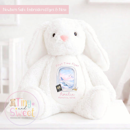 My First Flight Gift, 1st Time Flyer, Holiday Bunny Toy, Personalised Holiday Bunny, Soft Toy Keepsake, Name Bunny, Toddler Gift