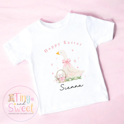 Personalised Easter Sweatshirt or T Shirt, Kids Duck Tee, Easter Duck T Shirt, Boys Easter Outfit, Easter Gift for Kids