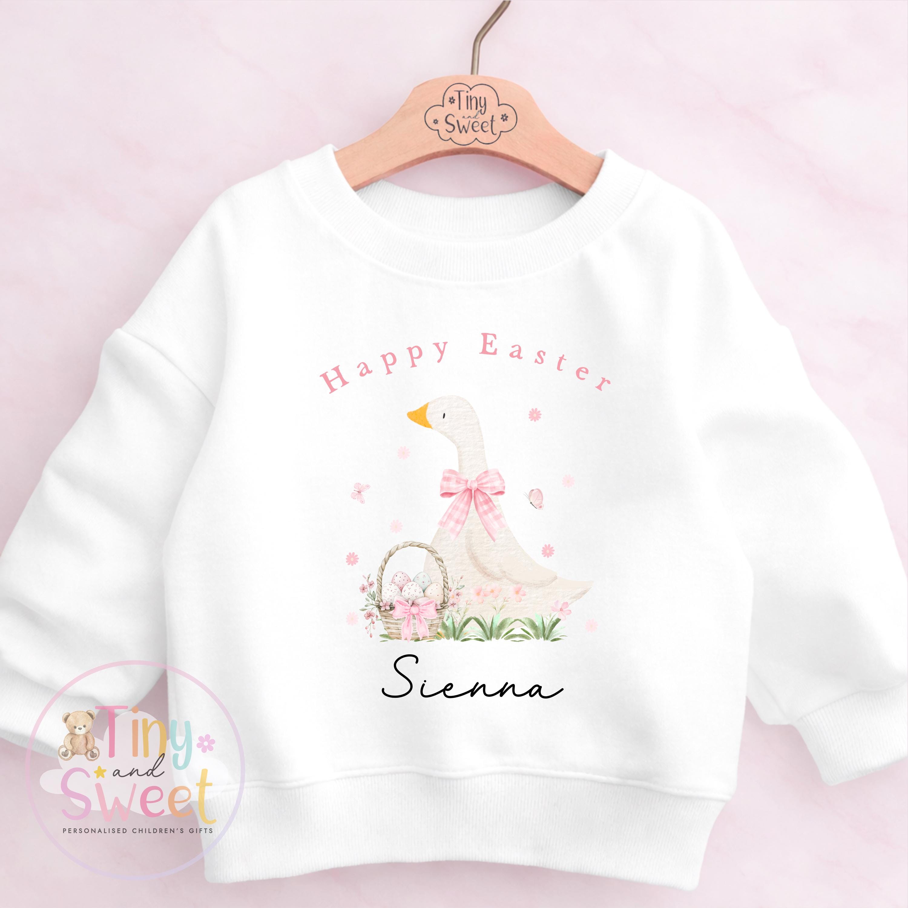 Personalised Easter Sweatshirt or T Shirt, Kids Duck Tee, Easter Duck T Shirt, Boys Easter Outfit, Easter Gift for Kids