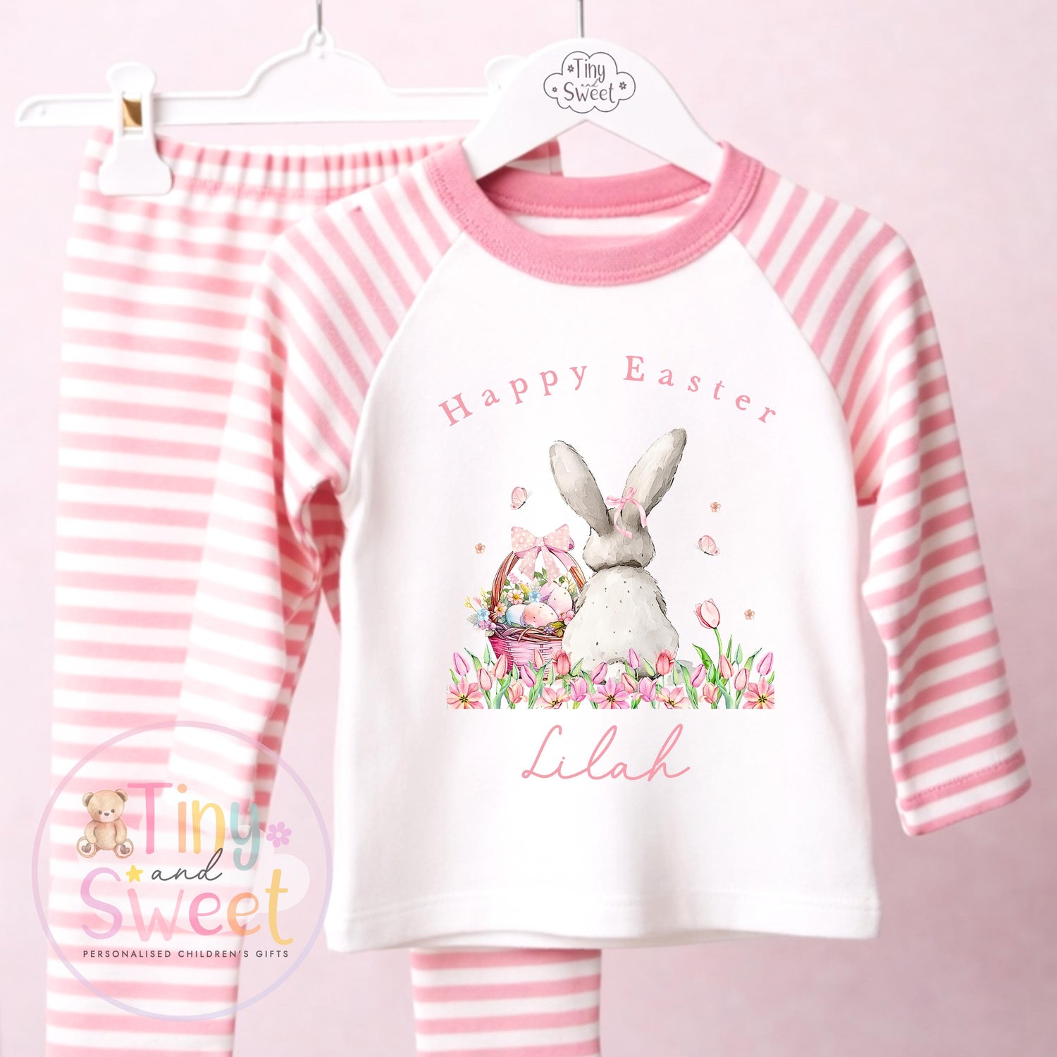 Personalised Kids Easter Pyjamas , Toddler Easter, Pjs, Easter Bunny, Easter Gift for Grandson, Easter Basket Pyjamas