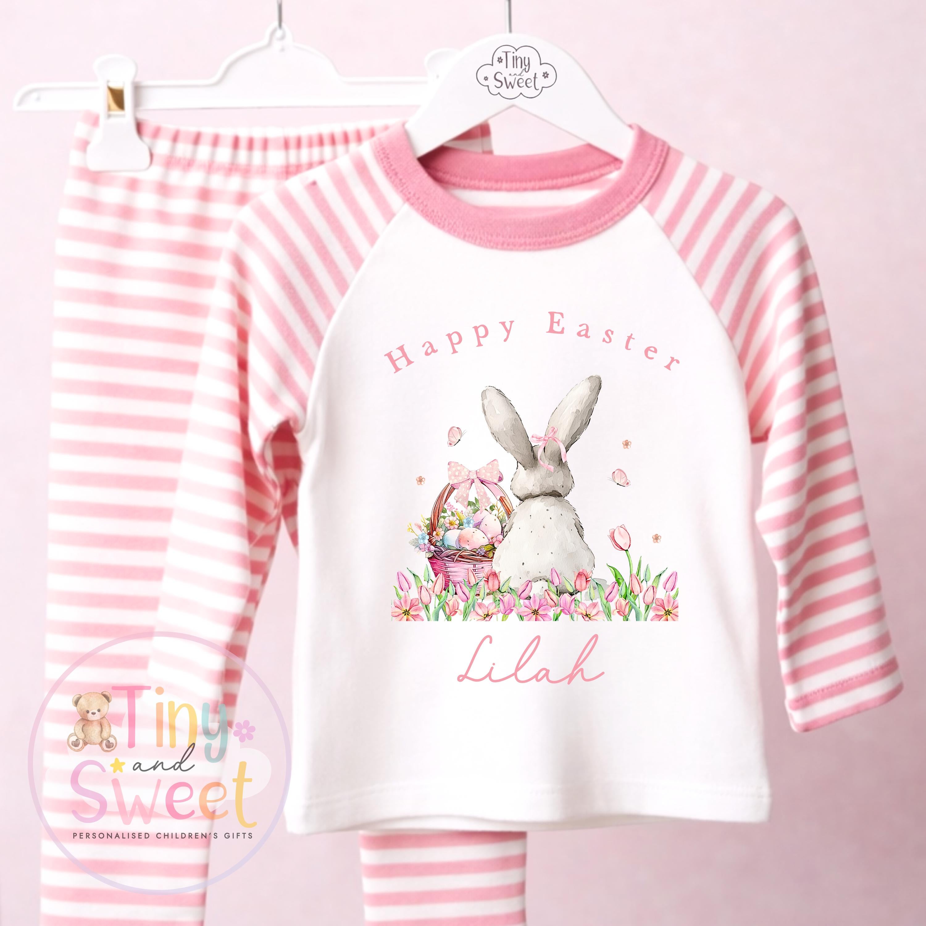Personalised Kids Easter Pyjamas , Toddler Easter, Pjs, Easter Bunny, Easter Gift for Grandson, Easter Basket Pyjamas