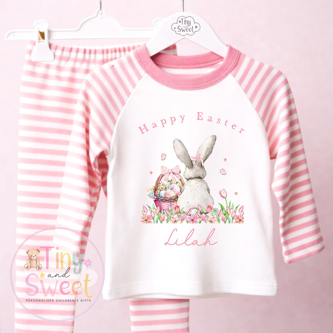 Personalised Kids Easter Pyjamas , Toddler Easter, Pjs, Easter Bunny, Easter Gift for Grandson, Easter Basket Pyjamas