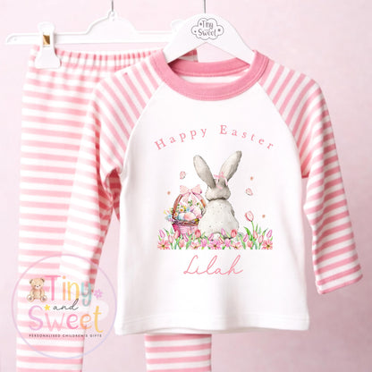 Personalised Kids Easter Pyjamas , Toddler Easter, Pjs, Easter Bunny, Easter Gift for Grandson, Easter Basket Pyjamas