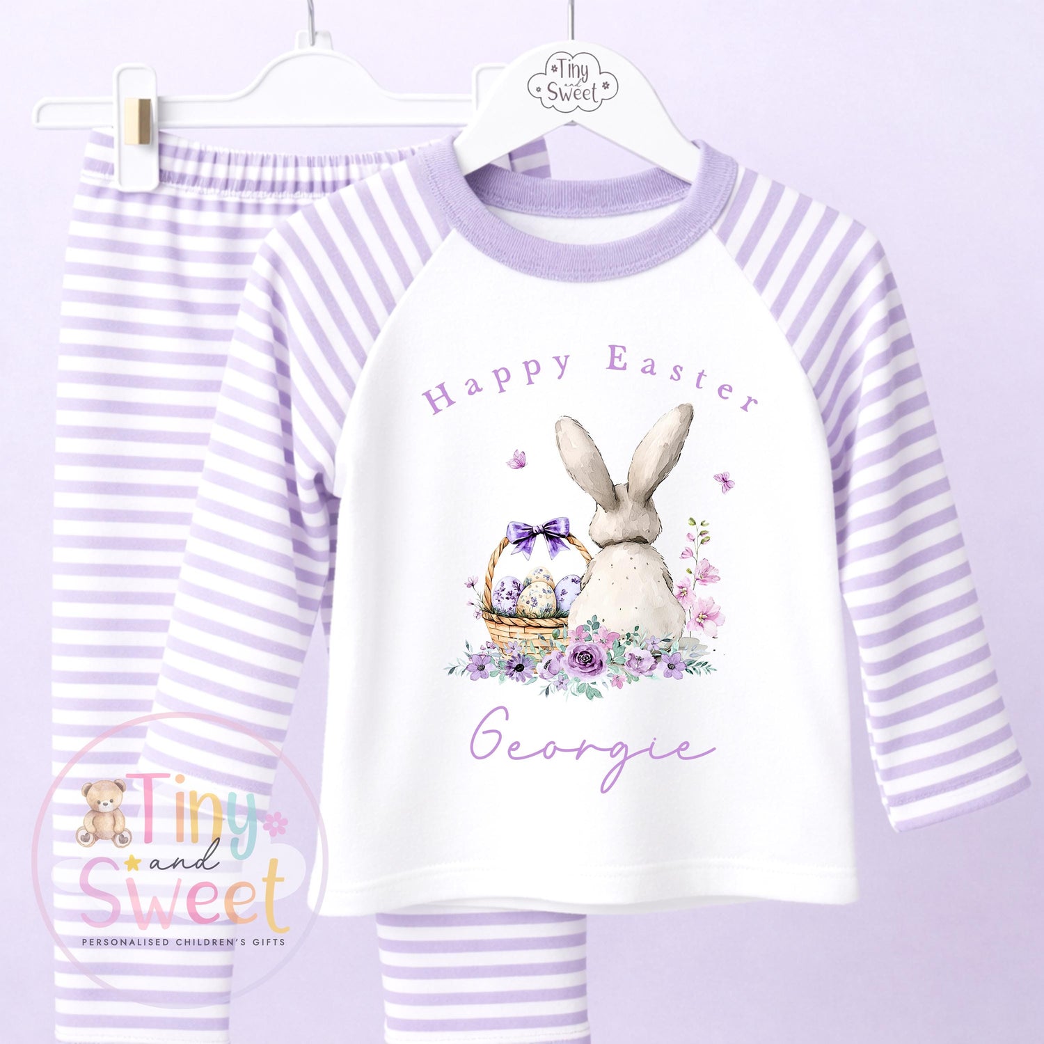 Personalised Kids Easter Pyjamas , Toddler Easter, Pjs, Easter Bunny, Easter Gift for Grandson, Easter Basket Pyjamas
