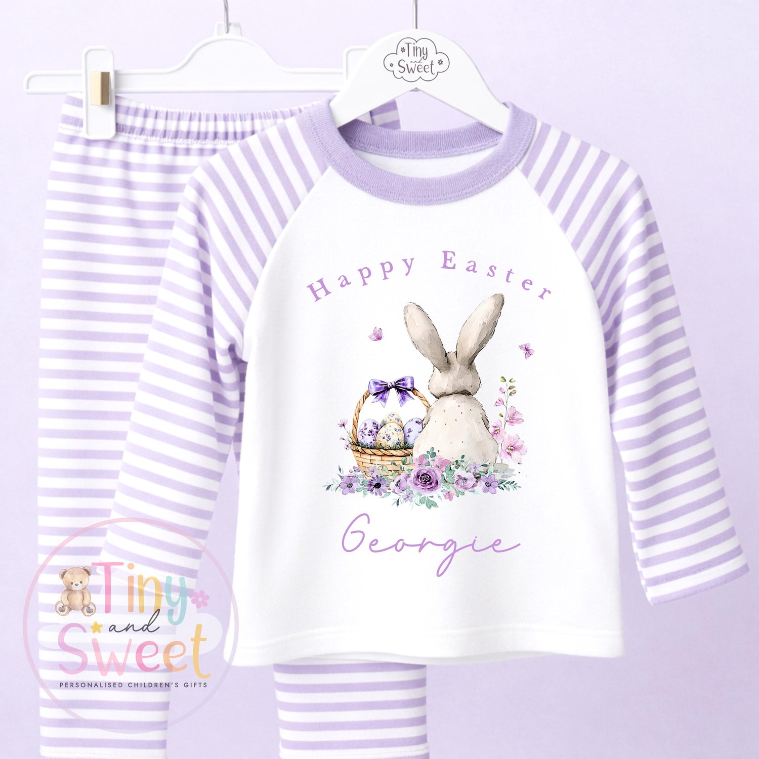 Personalised Kids Easter Pyjamas , Toddler Easter, Pjs, Easter Bunny, Easter Gift for Grandson, Easter Basket Pyjamas