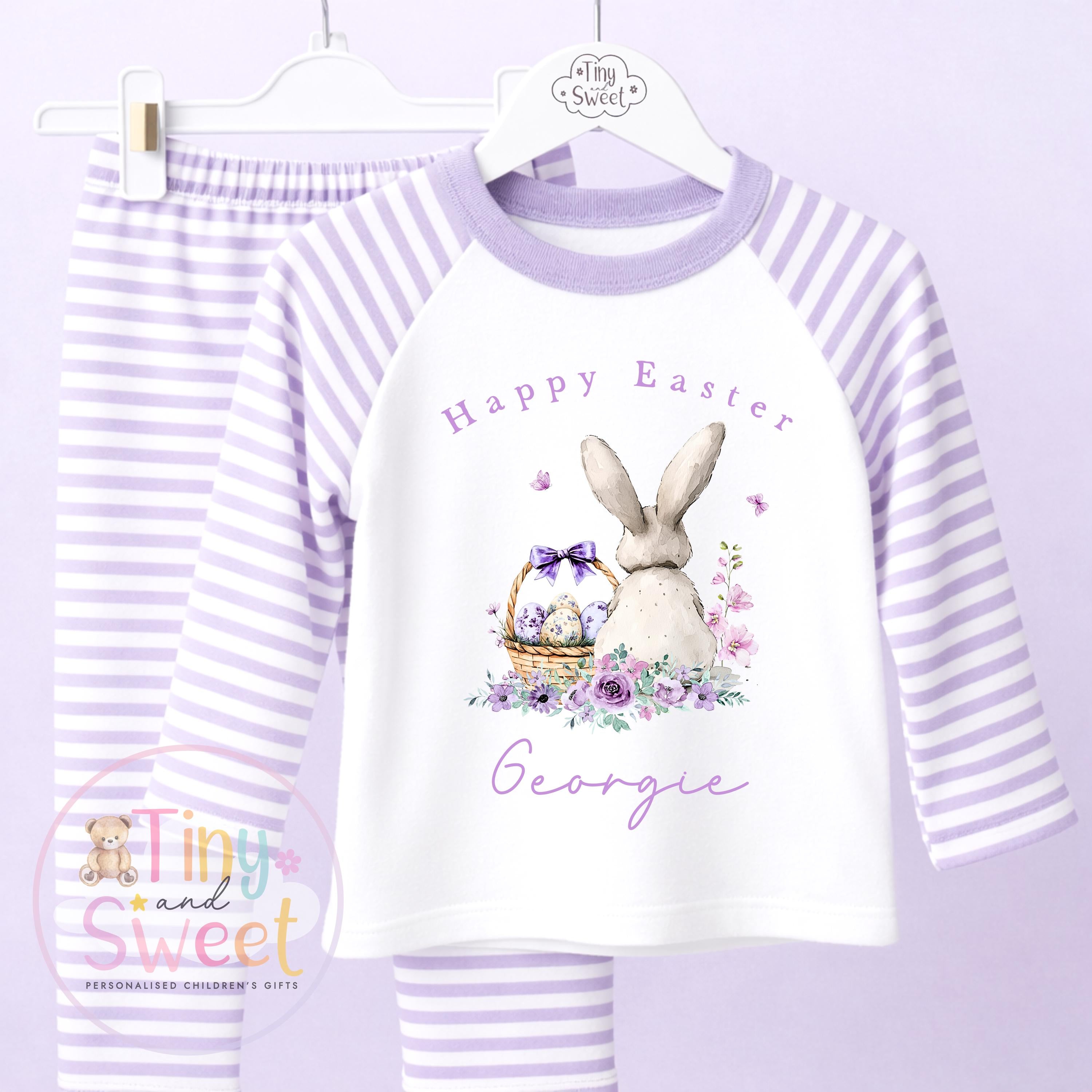 Personalised Kids Easter Pyjamas , Toddler Easter, Pjs, Easter Bunny, Easter Gift for Grandson, Easter Basket Pyjamas