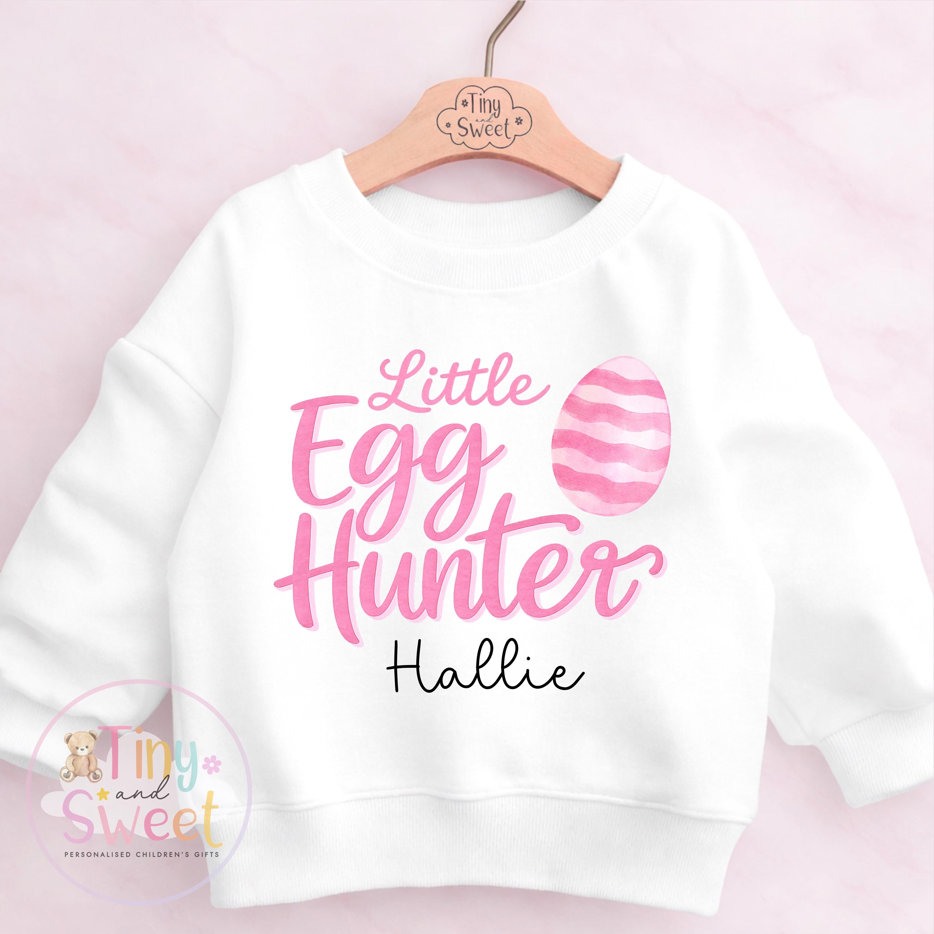 Personalised Easter T Shirt or Sweatshirt, Kids Egg Hunter Tee, Easter Egg Hunt T Shirt, Girls Easter Outfit, Easter Gift for Kids