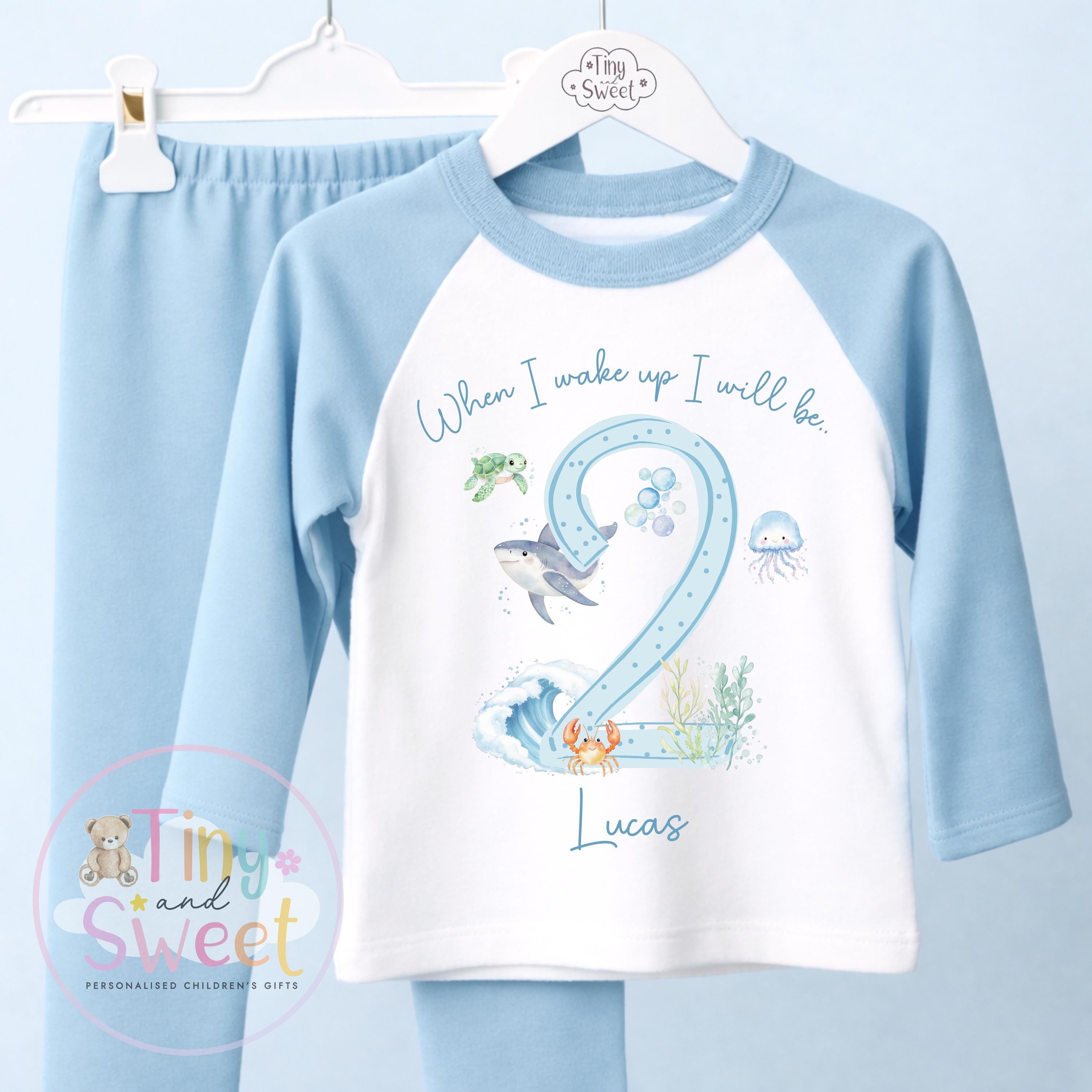 Under the Sea Birthday Pyjamas, When I Wake Up I’ll Be…, Ocean Birthday Pjs, Boys Birthday, Under the Sea Theme