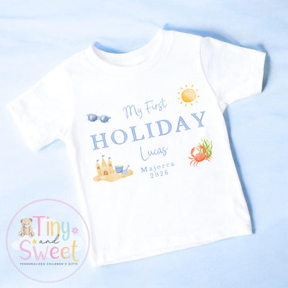My First Holiday Sleepsuit Babygrow, Personalised Baby T Shirt, Baby’s First Holiday Shirt, Cute Summer Travel Outfit, My First Holiday