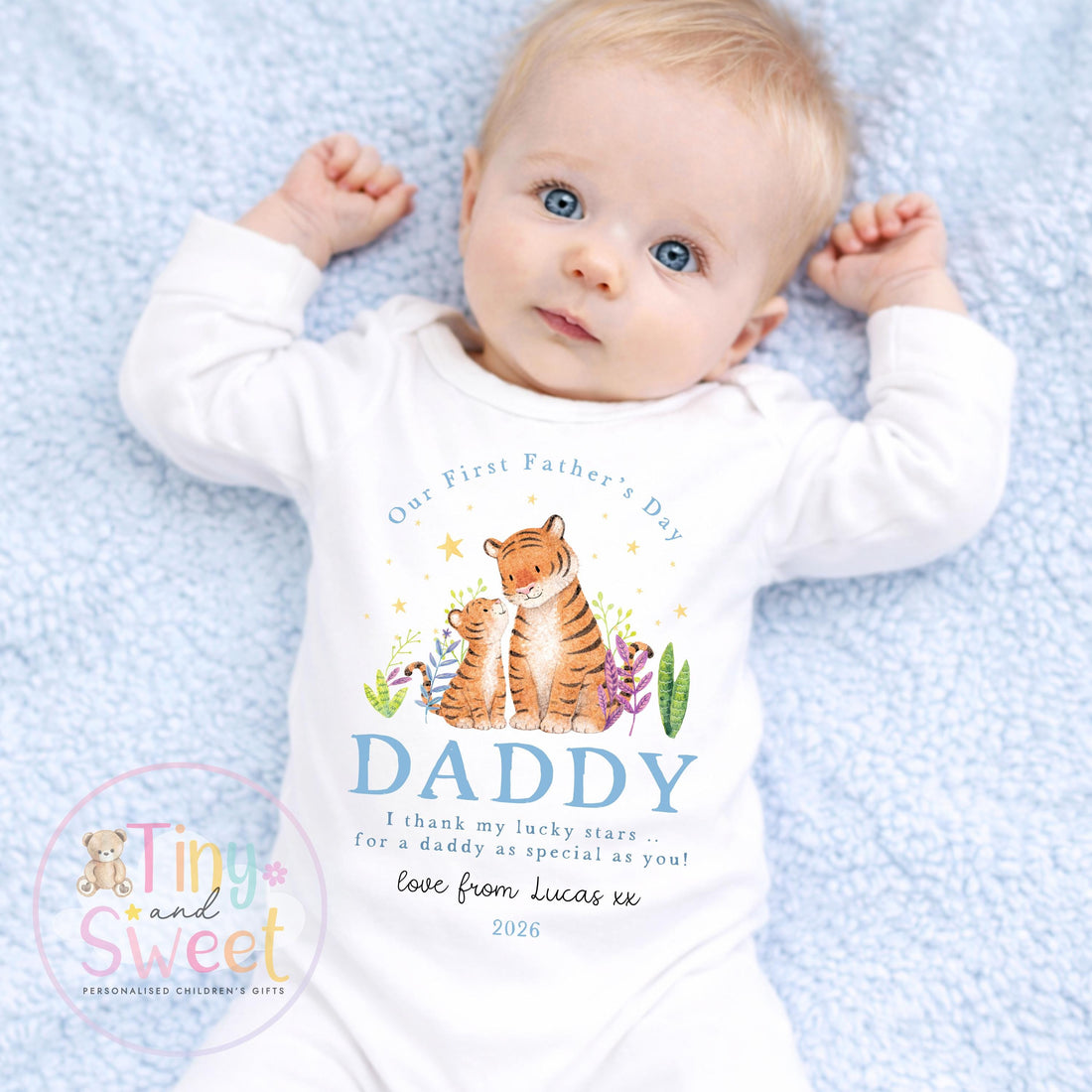 Fathers Day Sleepsuit, 1st Fathers Day As My Daddy, New Dad Gift, Tiger Fathers Day, 1st Fathers Day Babygrow, Sleepsuit Babygrow Bodysuit