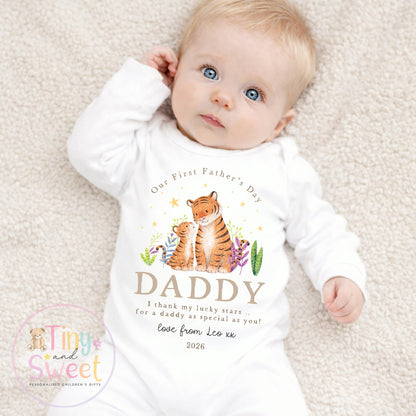 Fathers Day Sleepsuit, 1st Fathers Day As My Daddy, New Dad Gift, Tiger Fathers Day, 1st Fathers Day Babygrow, Sleepsuit Babygrow Bodysuit