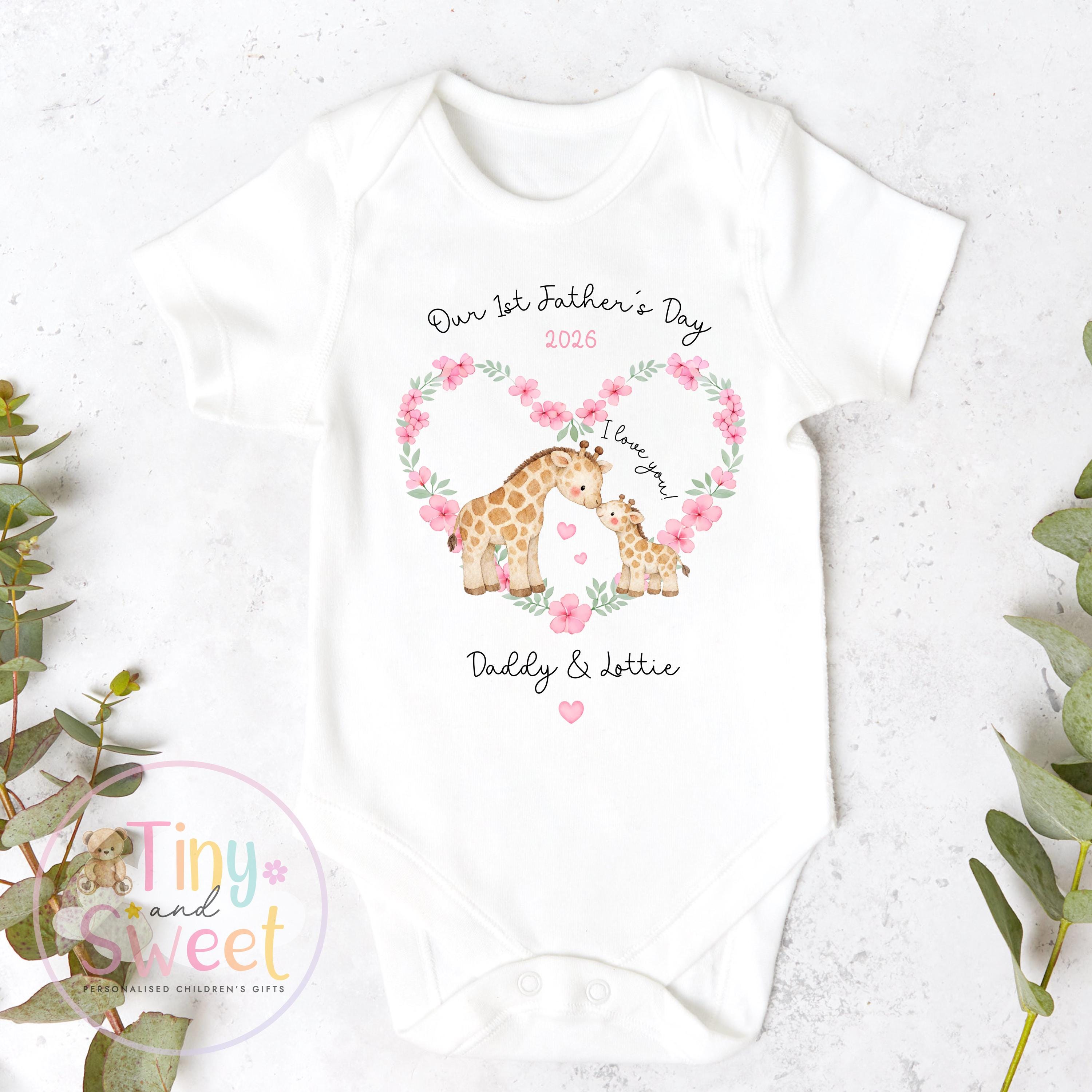 Fathers Day Sleepsuit, Giraffe 1st Fathers Day As My Daddy, New Dad Gift, Fathers Day, 1st Fathers Day Babygrow, Sleepsuit Babygrow Bodysuit
