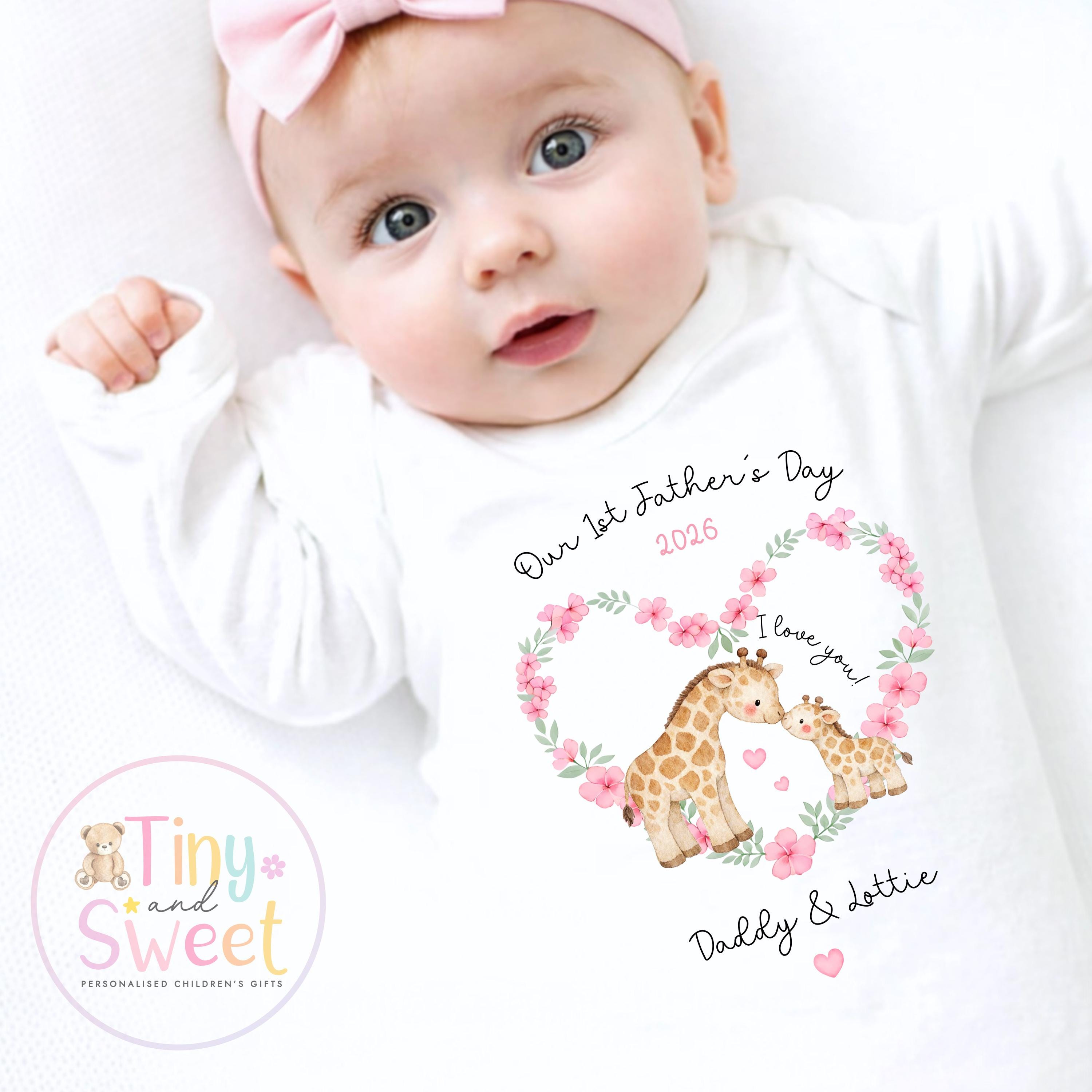 Fathers Day Sleepsuit, Giraffe 1st Fathers Day As My Daddy, New Dad Gift, Fathers Day, 1st Fathers Day Babygrow, Sleepsuit Babygrow Bodysuit