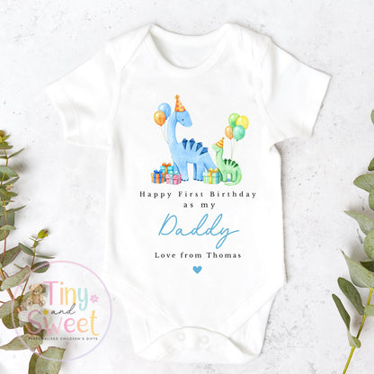 Personalised Happy 1st Birthday As My Daddy Dinosaurs T Shirt/Sleepsuit