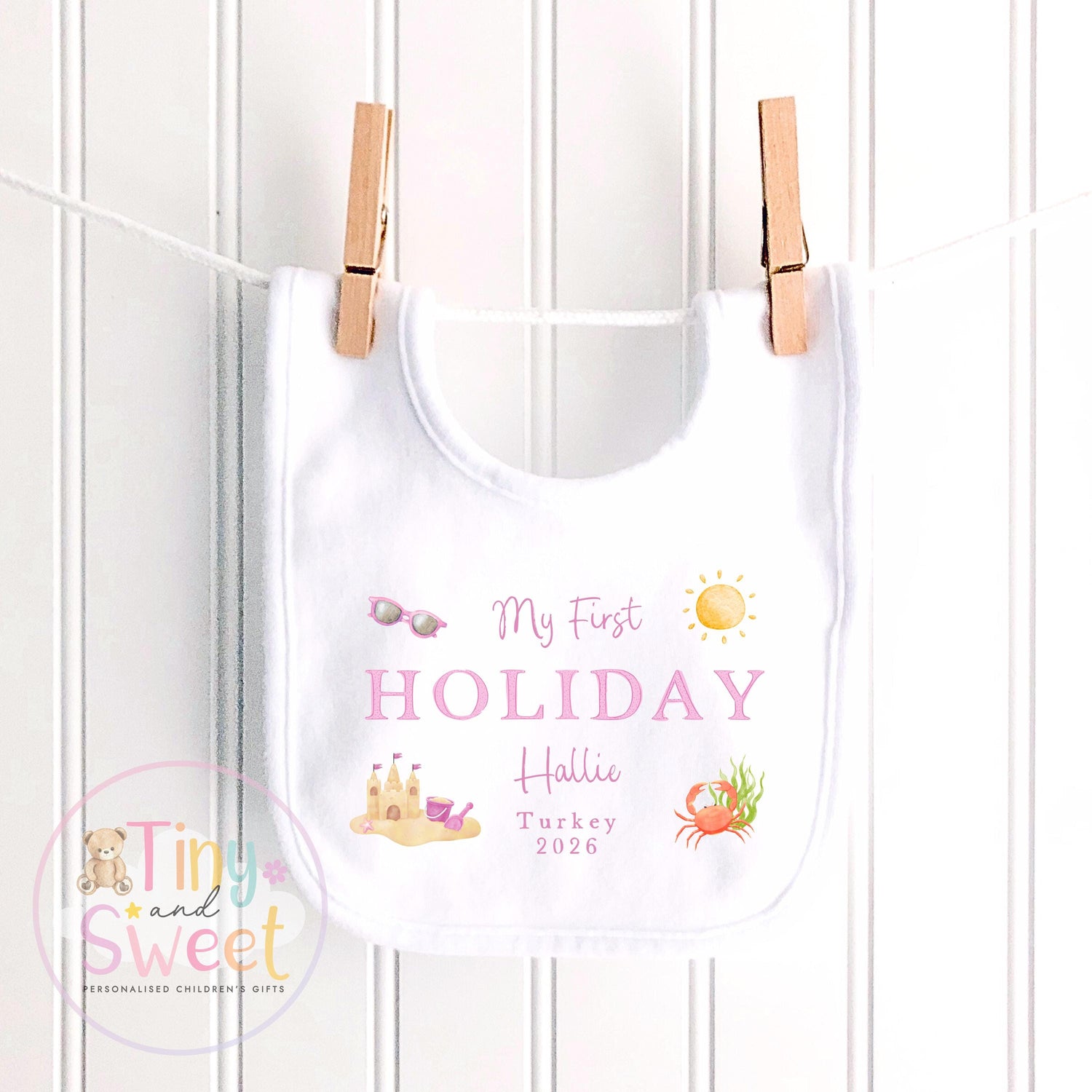 My First Holiday Sleepsuit Babygrow, Personalised Baby T Shirt, Baby’s First Holiday Shirt, Cute Summer Travel Outfit, My First Holiday
