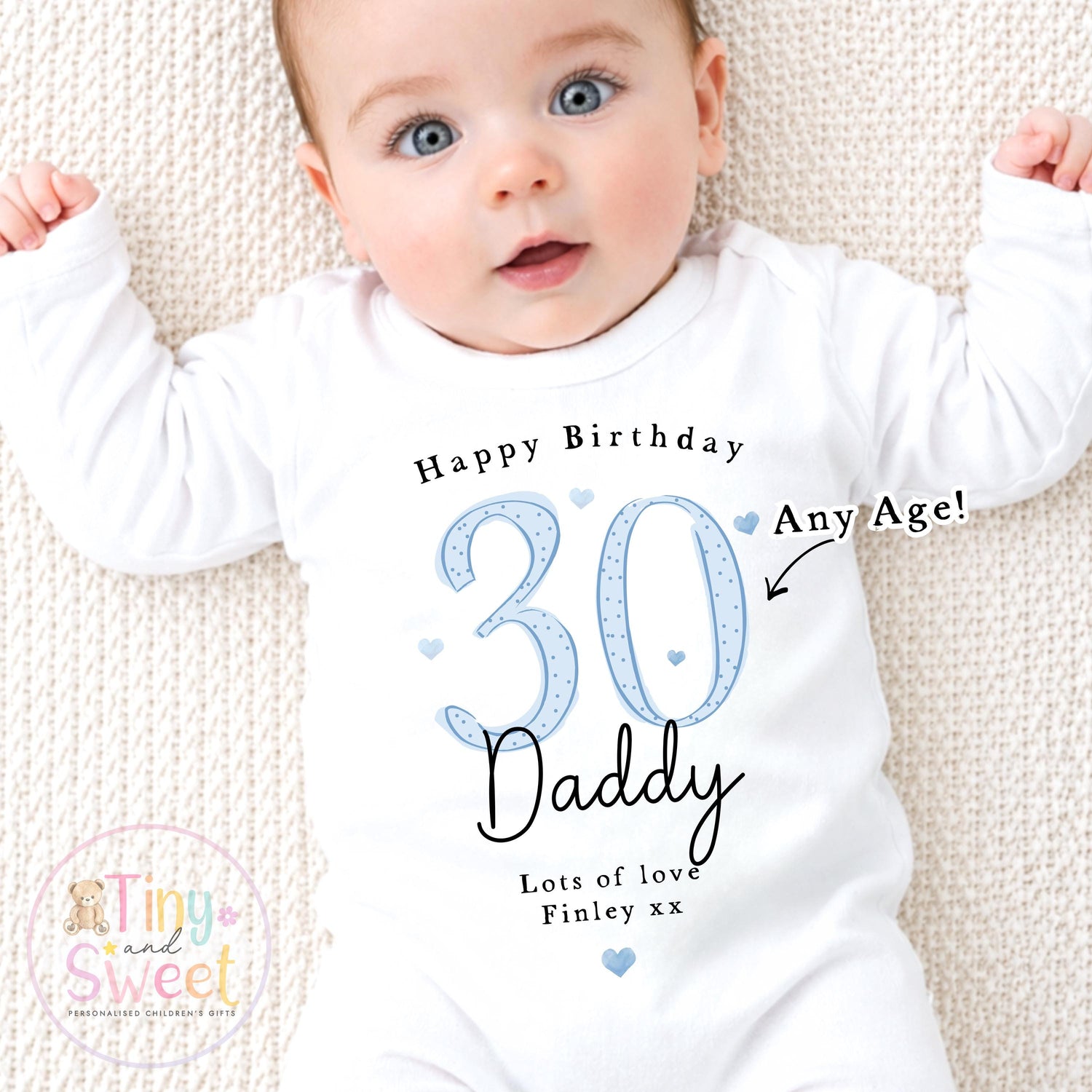 Personalised Daddy 30th Birthday Babygrow, T Shirt Baby Outfit Gift from Baby, New Dad Present